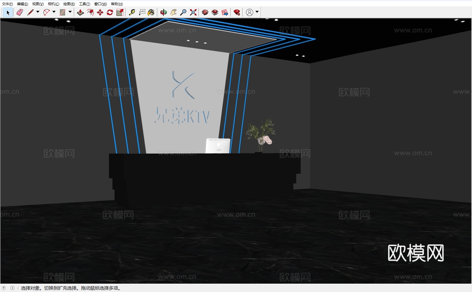 现代 KTV 大厅 前台 接待台 背景墙 造型su模型