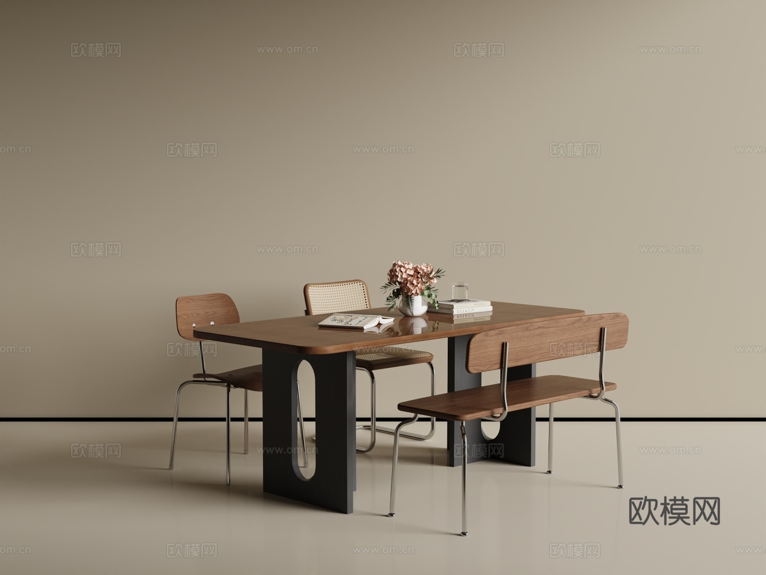 中古餐桌椅3d模型下载