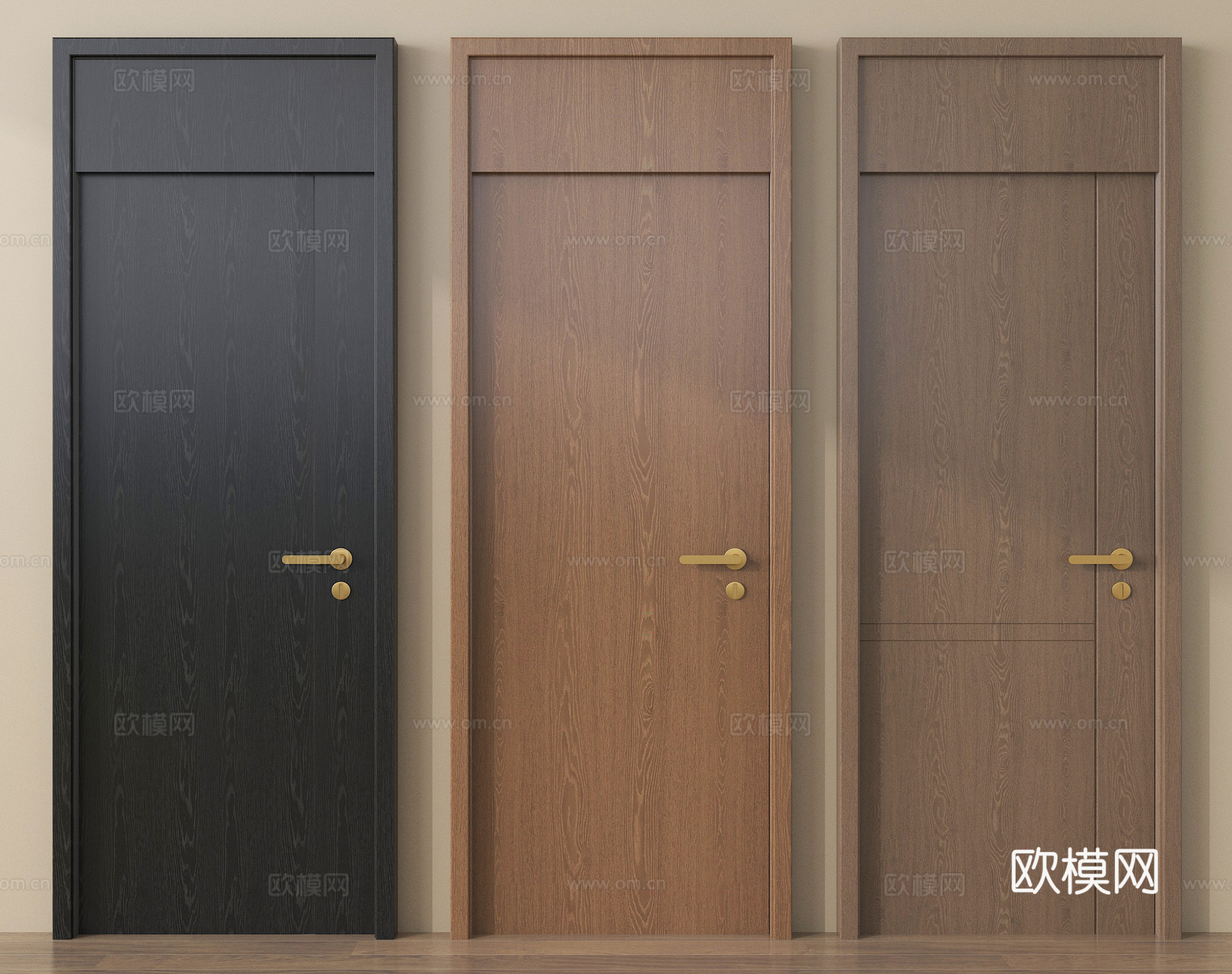 现代单开门 卧室门 平开门 实木门 通顶门su模型