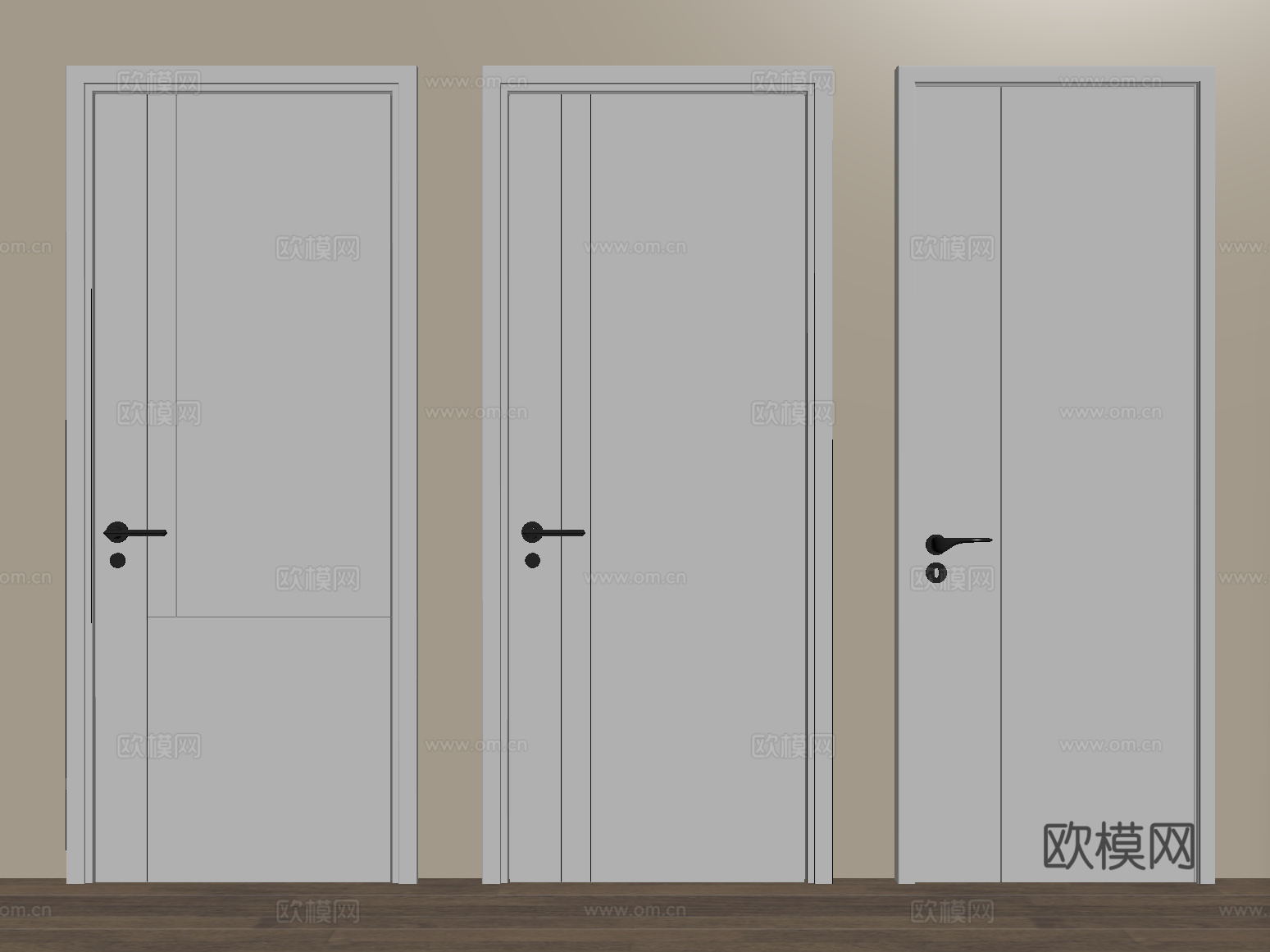 现代单开门 平开门 卧室门 实木门su模型