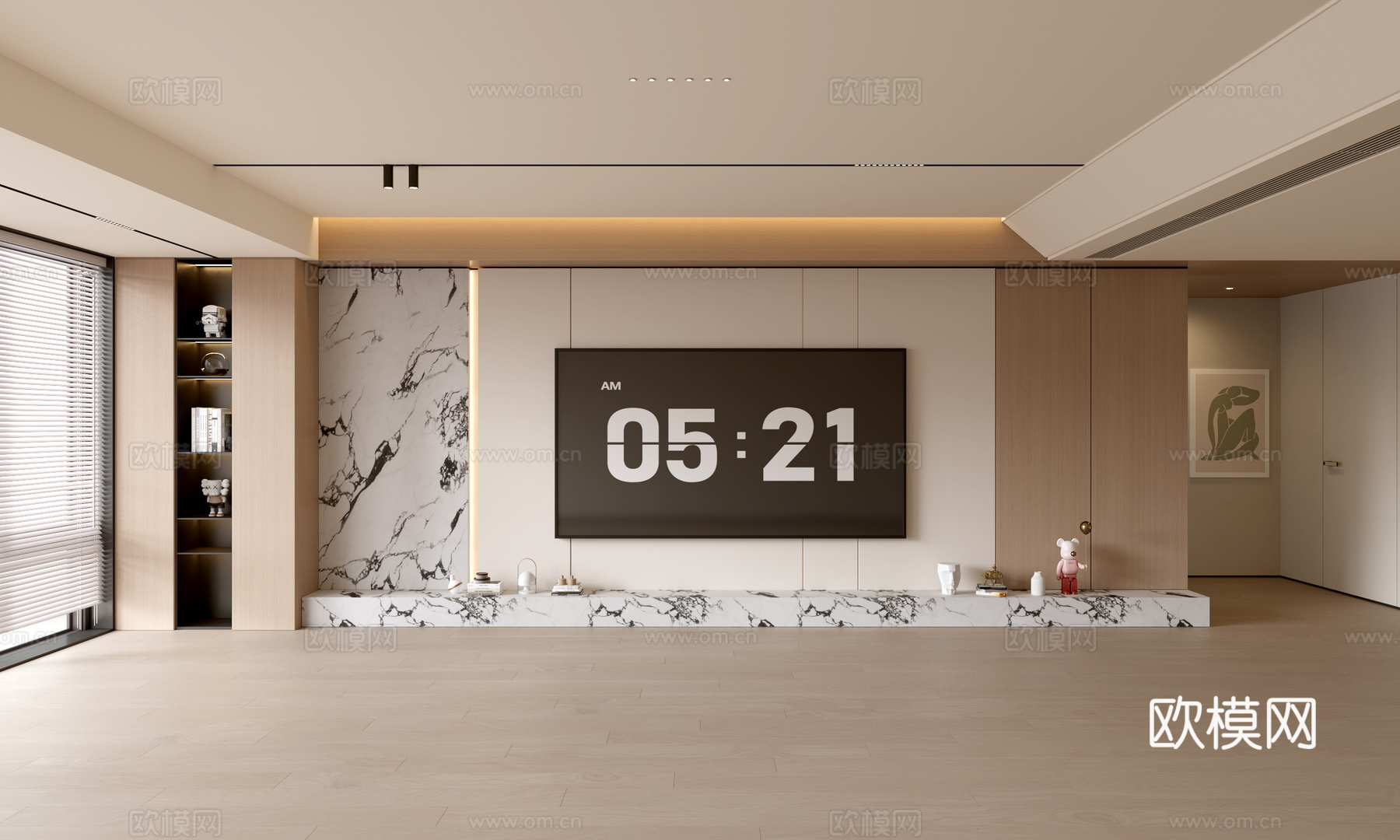 现代客厅 奶油客厅 电视背景墙 客厅背景 奶油风背景墙su模型