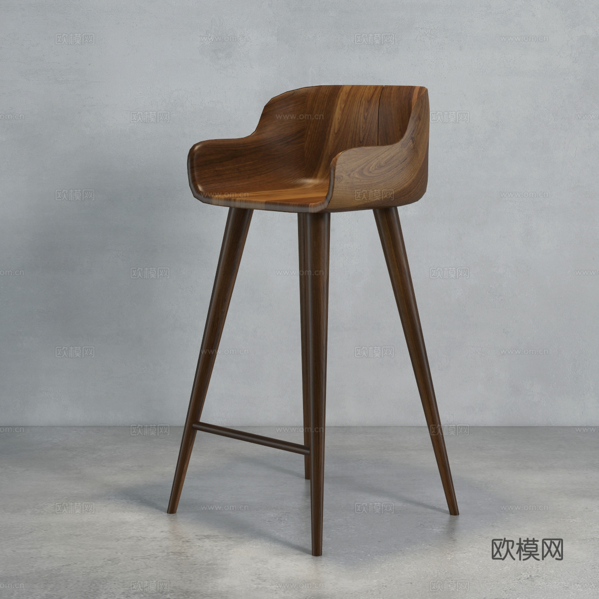 现代吧椅 实木吧椅 皮质吧椅 工业风吧椅 现代吧椅3d模型下载（渲染图2）