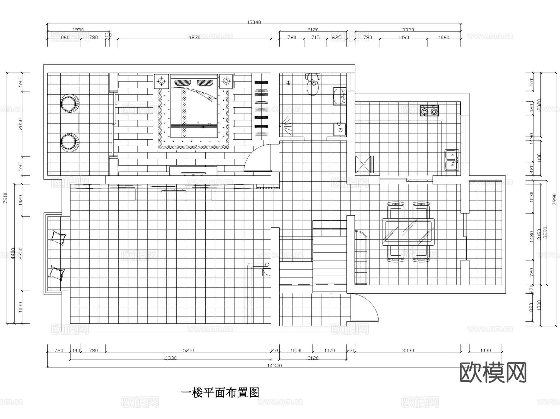 现代二层跃层室内家装CAD施工图cad施工图