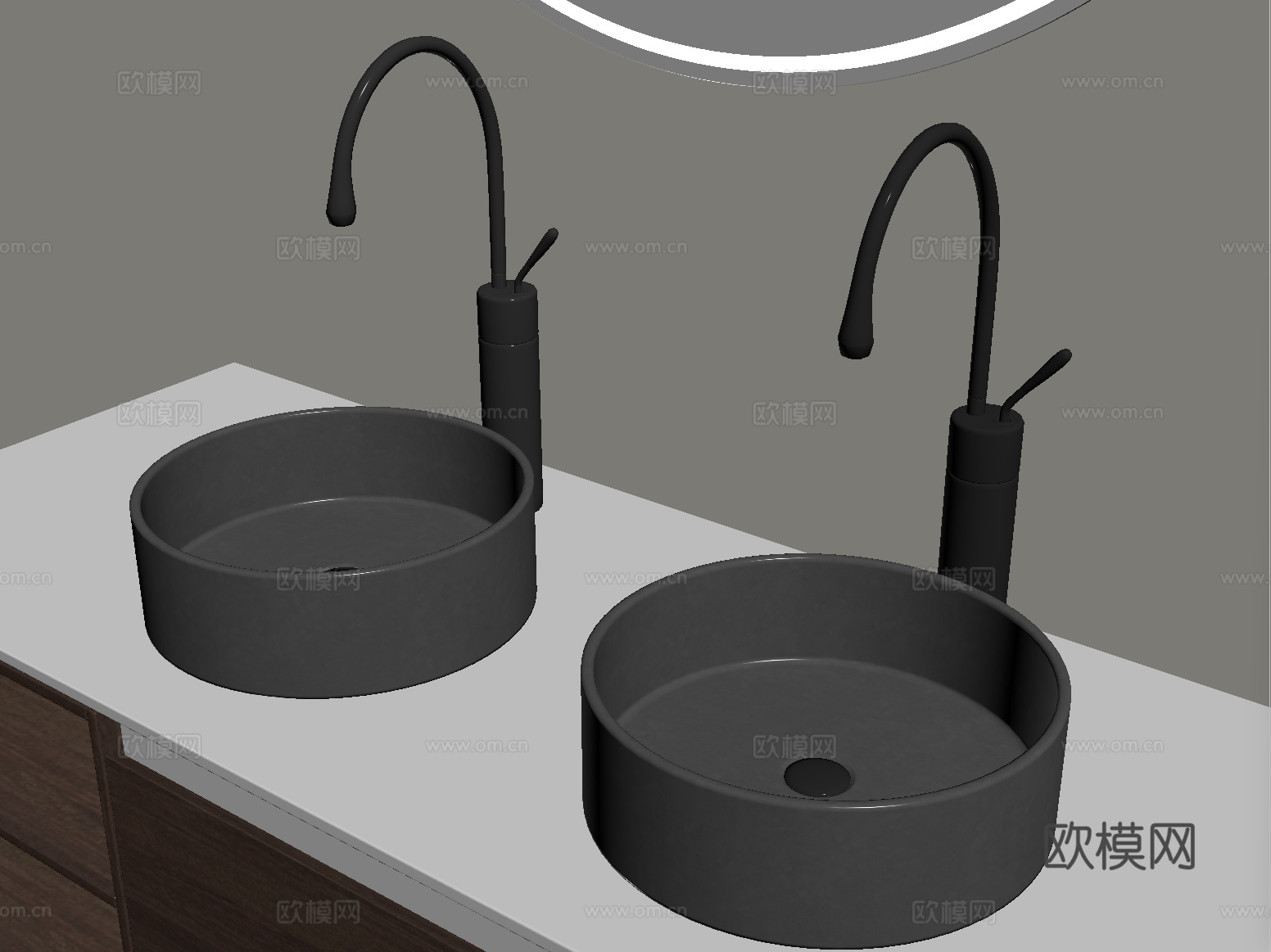 现代台上盆 洗手盆 水龙头su模型