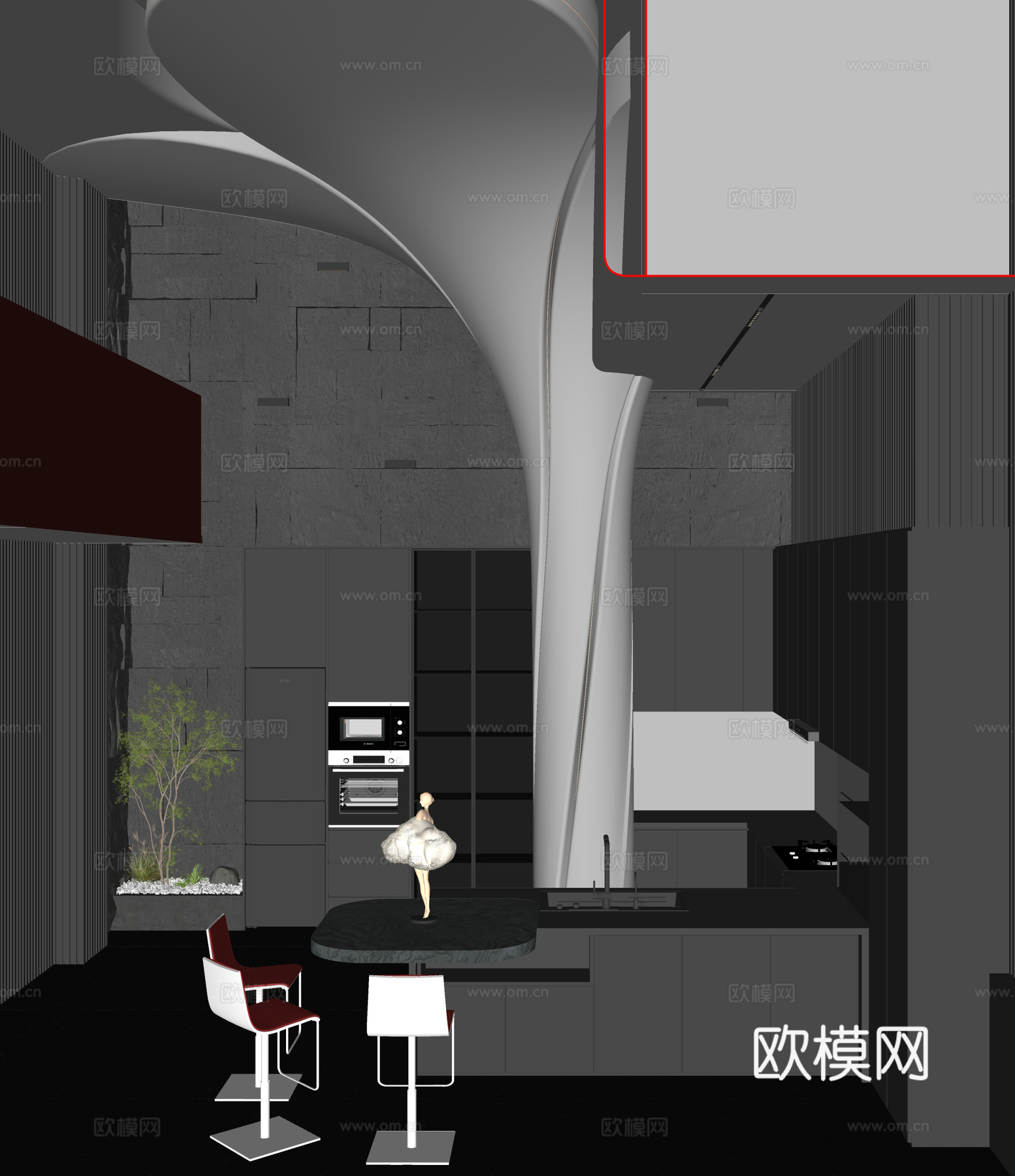 极简黑白灰su模型