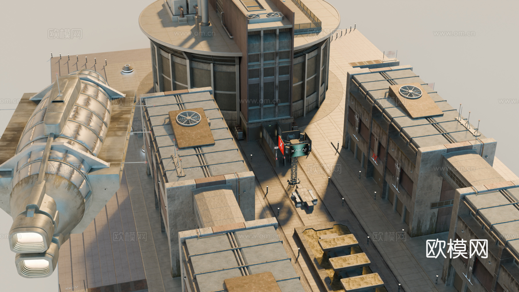 工业建筑 赛博朋克建筑 科幻建筑 城市建筑 工业城市建筑su模型