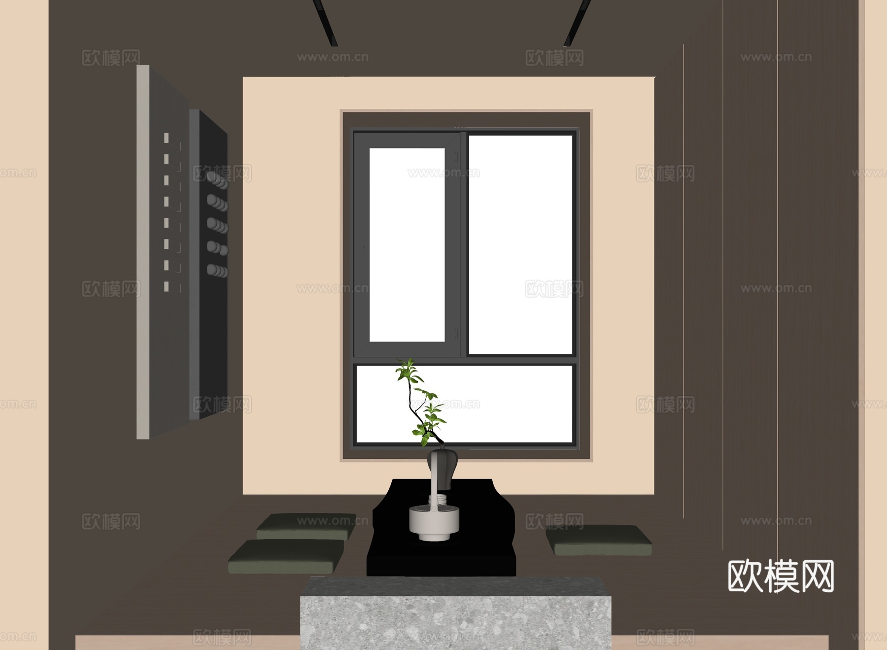 现代榻榻米茶室su模型