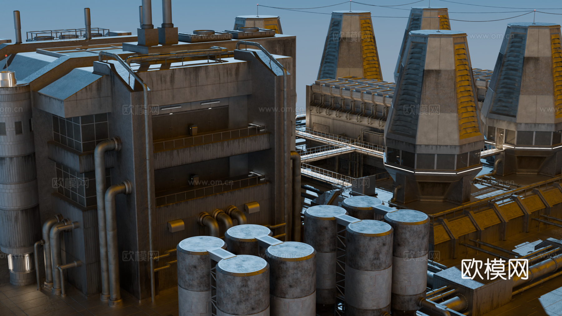 工业建筑 赛博朋克建筑 科幻建筑 城市建筑 工业城市建筑su模型