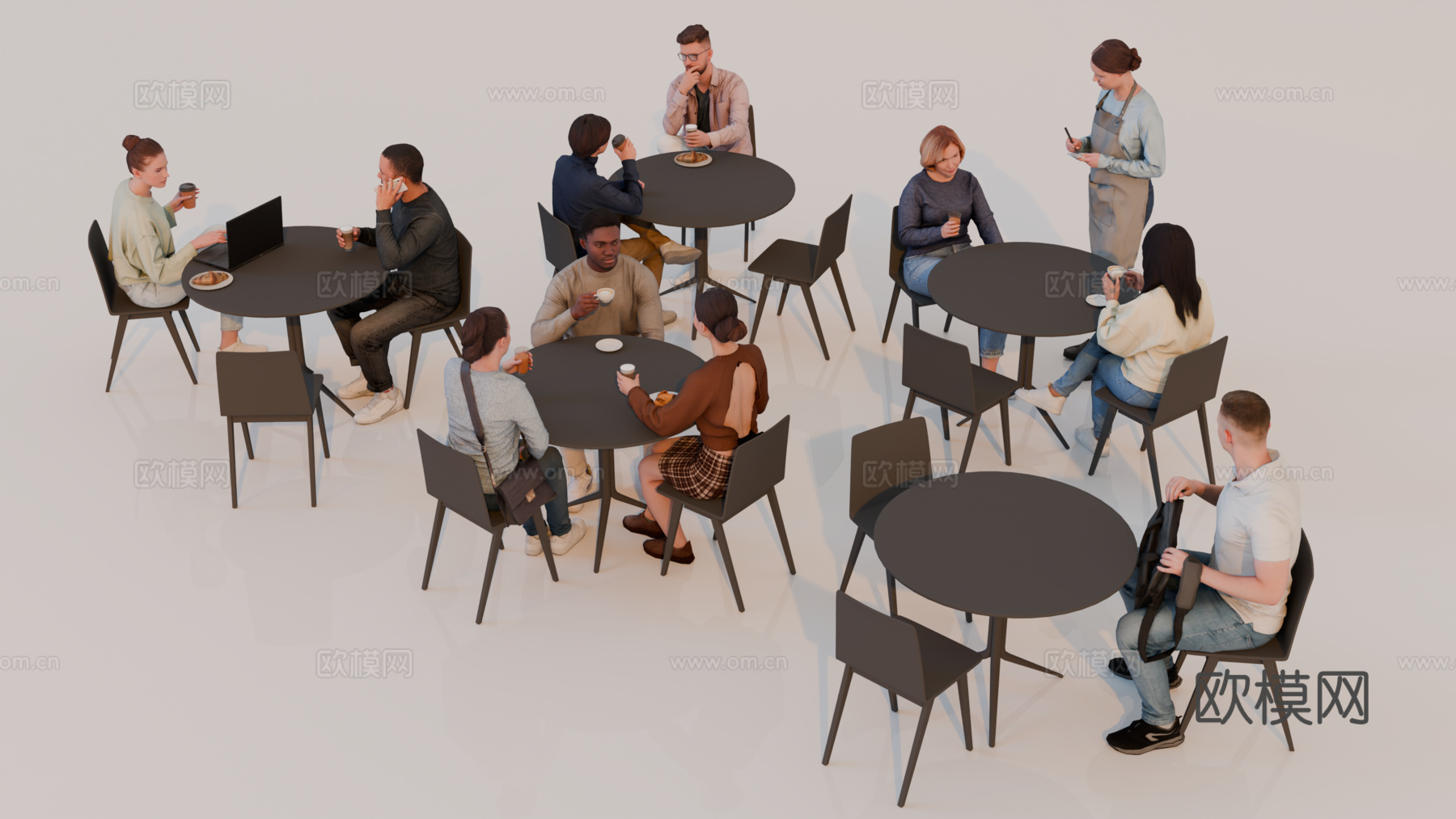 人物 多人 商务男女人物 人物组合 场景人物su模型