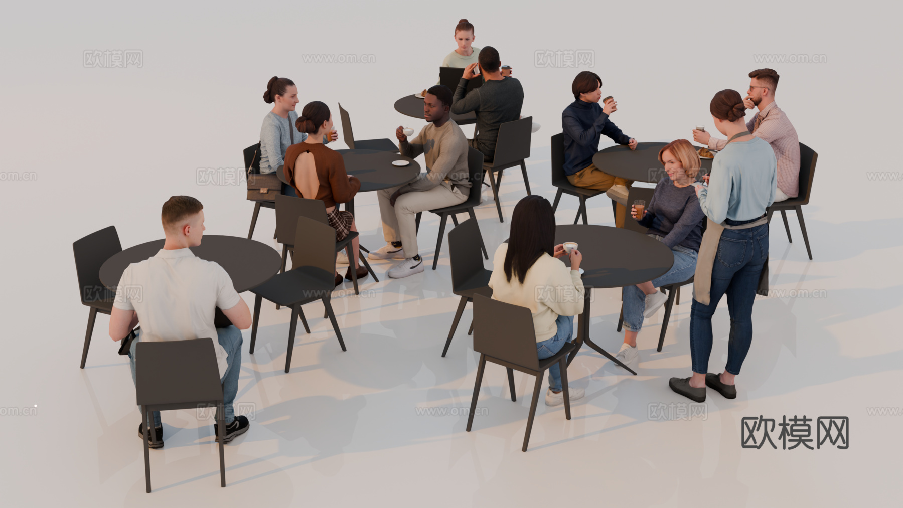 人物 多人 商务男女人物 人物组合 场景人物su模型