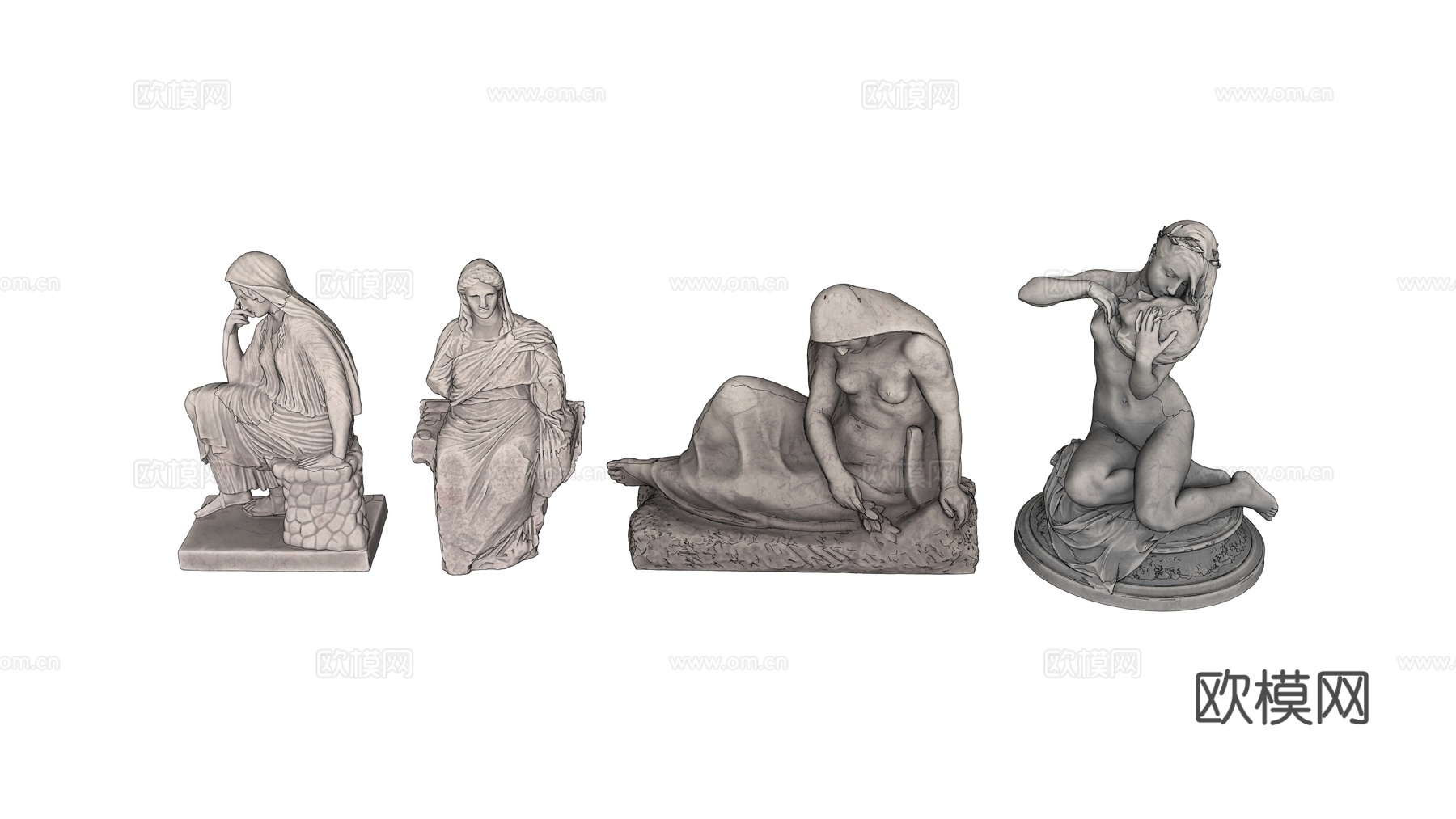 雕像 石像 欧式复古雕像 神话雕像 人物雕像su模型