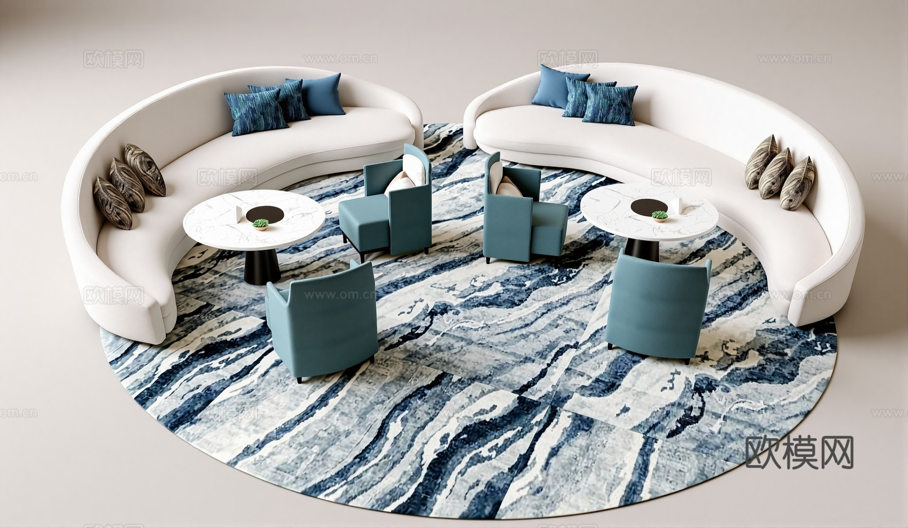 现代沙发茶几组合_休闲椅_单椅_单人沙发_弧形沙发_洽谈桌椅su模型