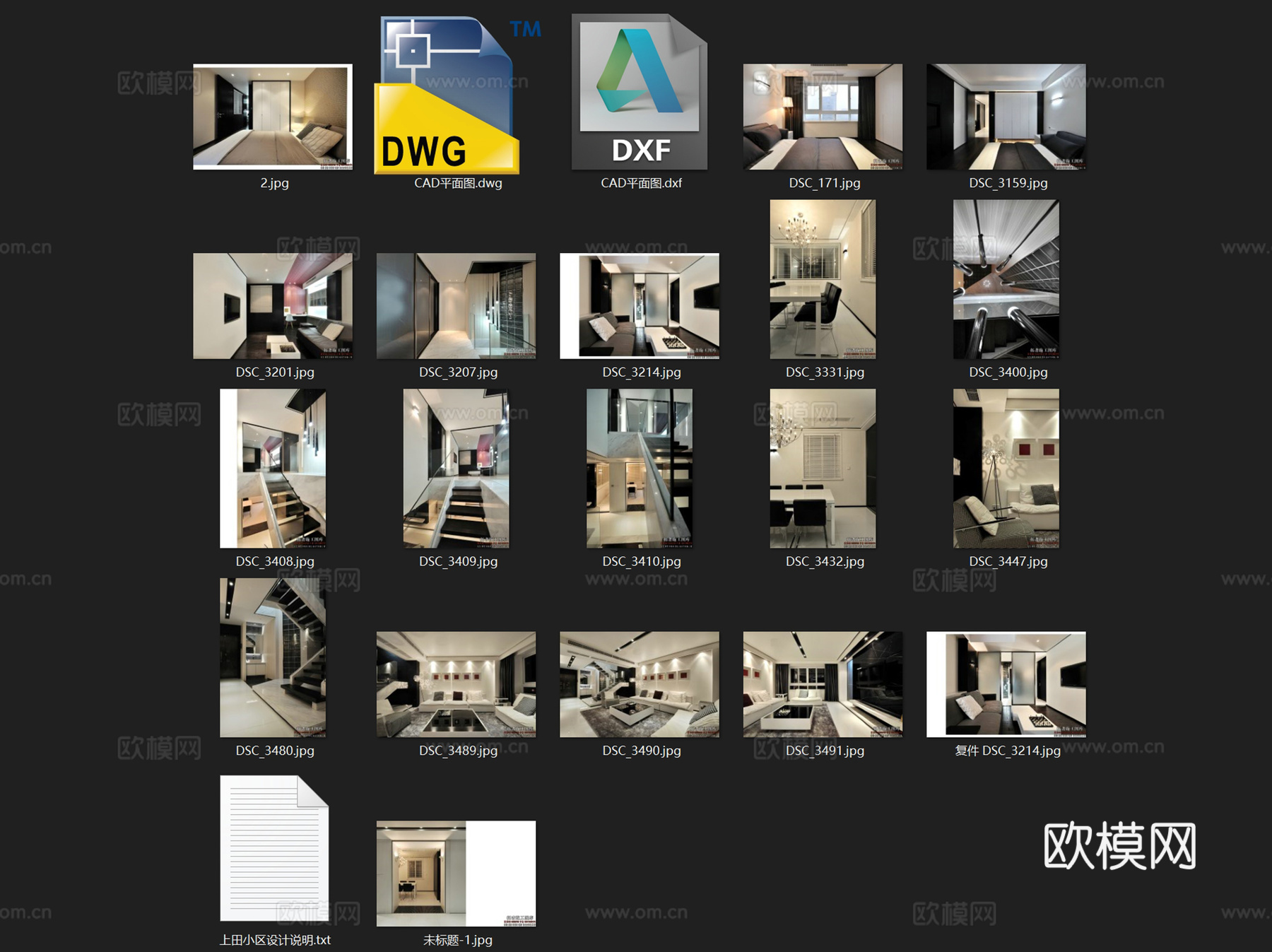 上田小区小跃层室内家装CAD施工图cad施工图