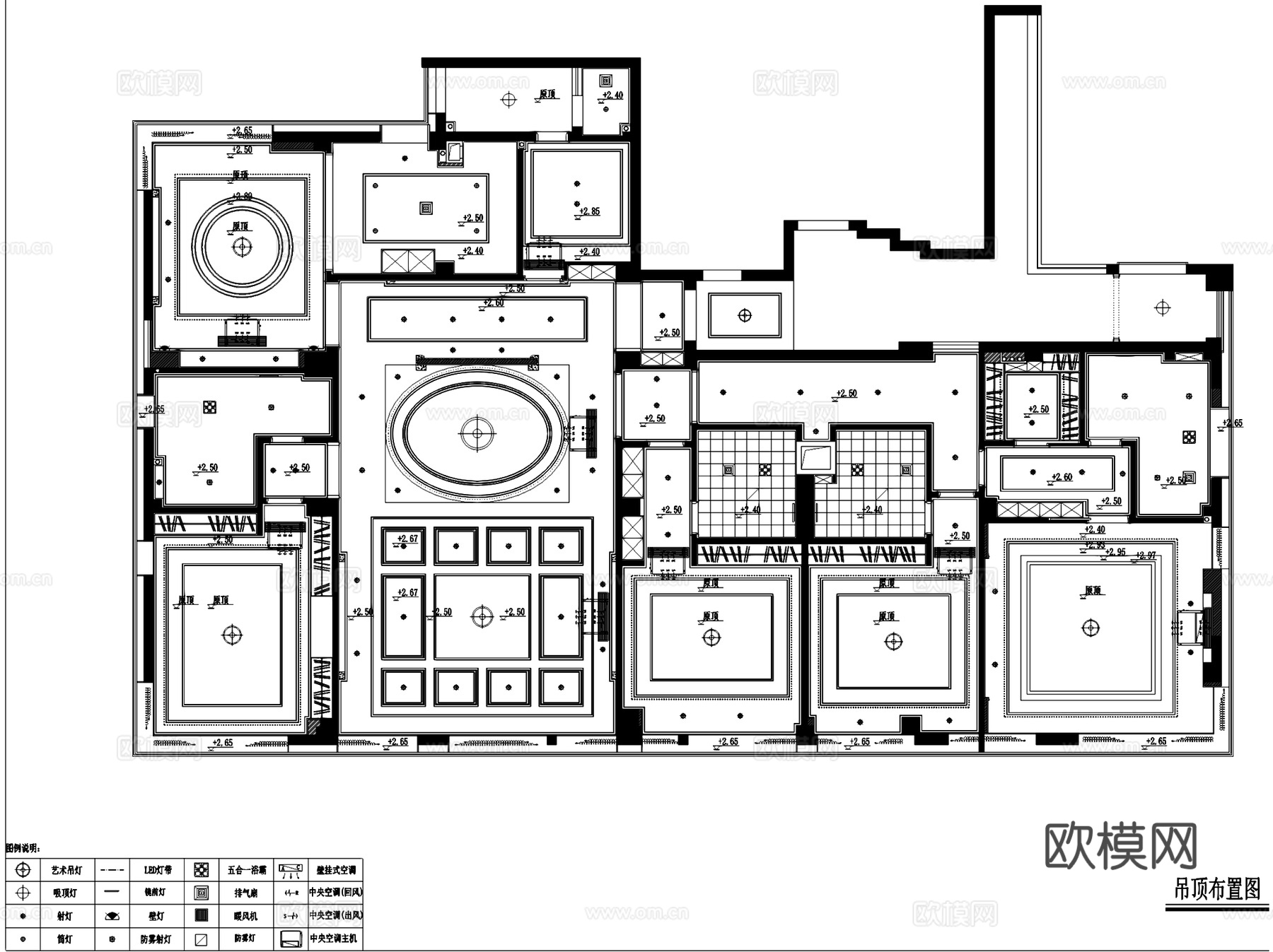 世欧上江城五室两厅四卫室内家装CAD施工图cad施工图