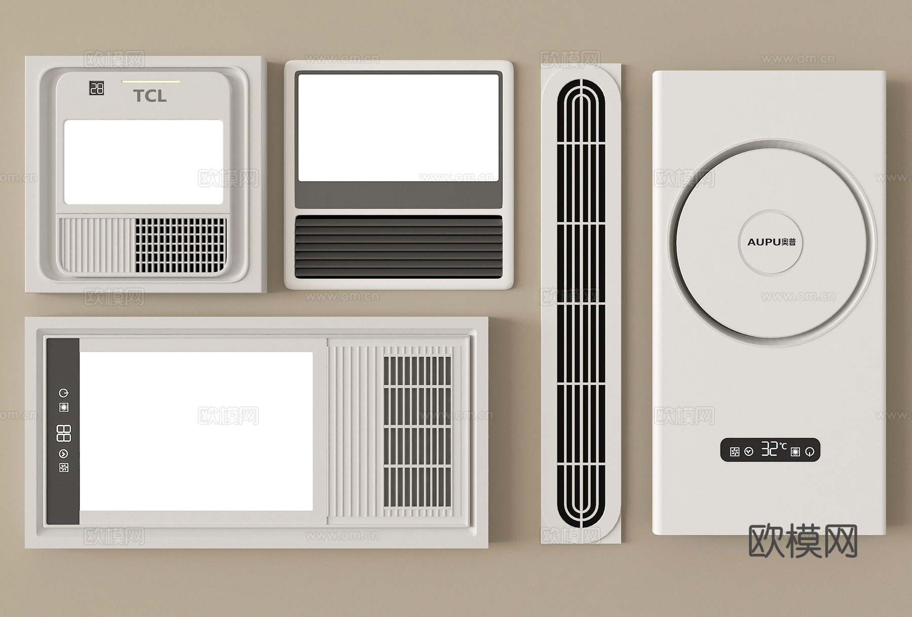 现代浴霸 集成浴霸 风暖浴霸灯 取暖器su模型