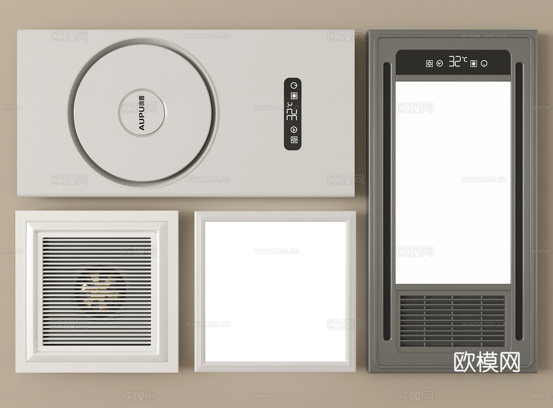 现代浴霸 集成浴霸 风暖浴霸灯 取暖器su模型