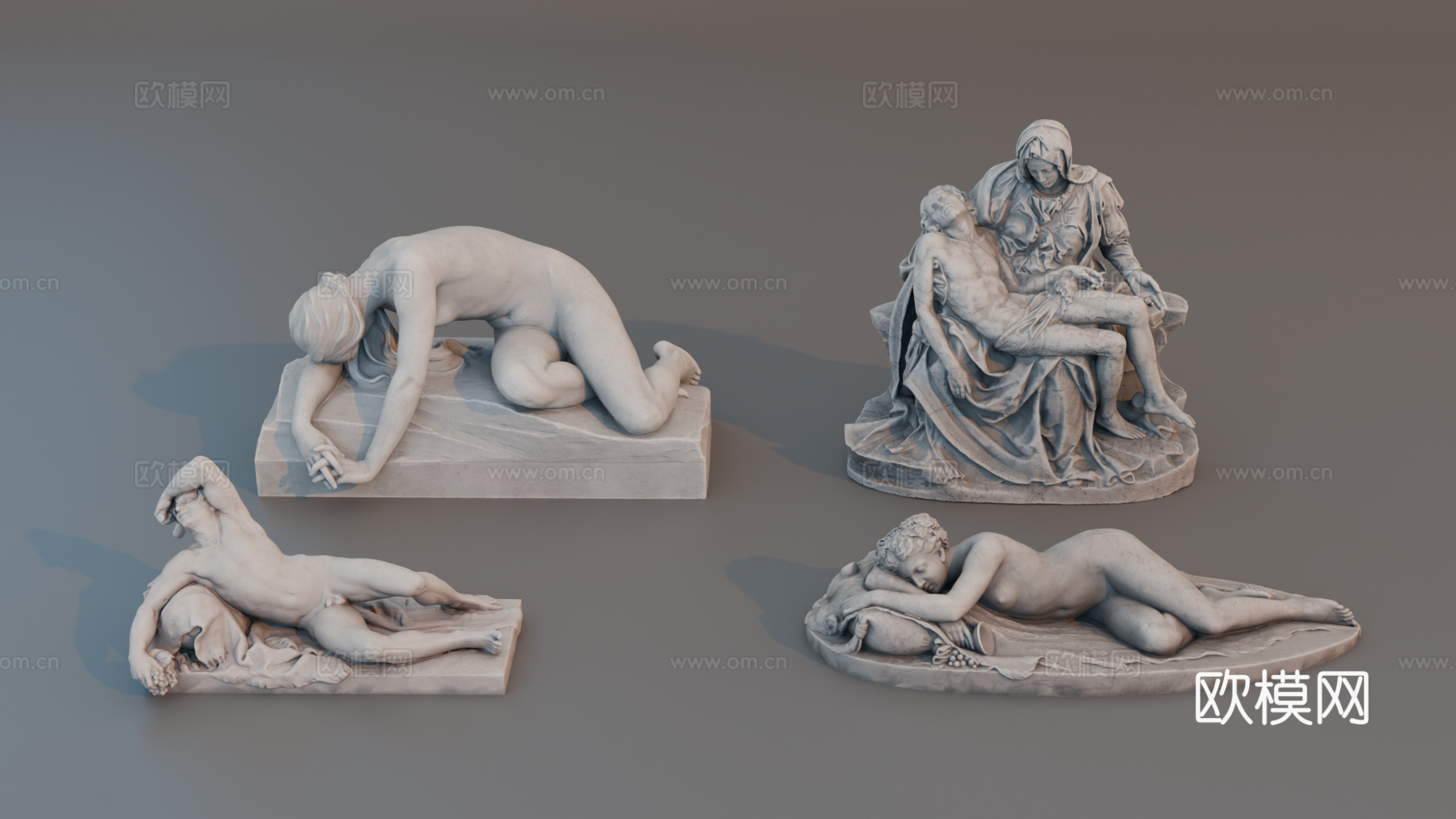 雕像 石像 欧式复古雕像 神话雕像 人物雕像su模型下载（渲染图1）