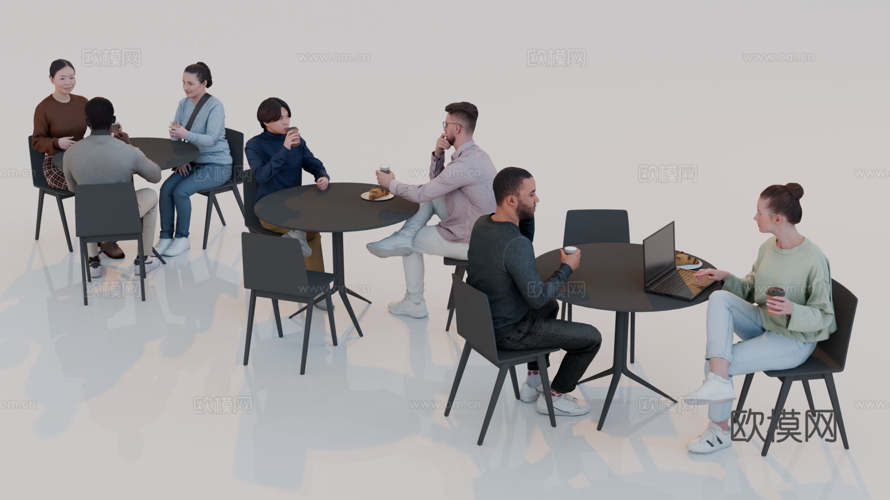 人物 多人 商务男女人物 人物组合 场景人物su模型