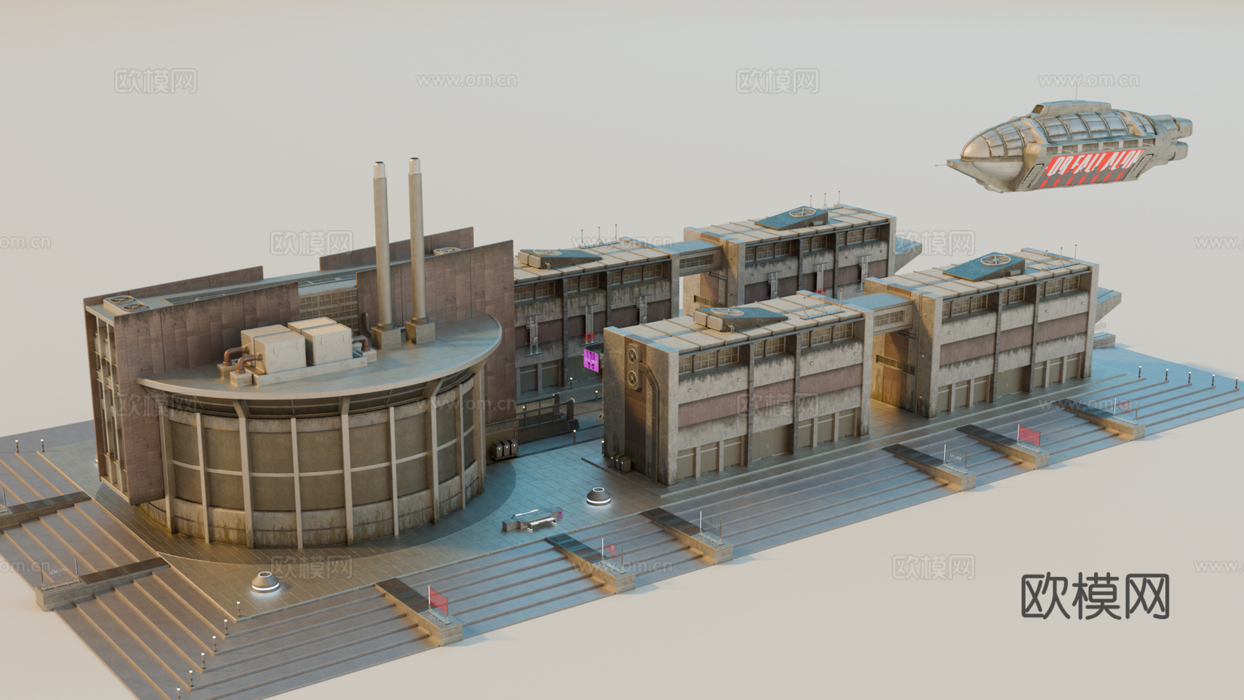 工业建筑 赛博朋克建筑 科幻建筑 城市建筑 工业城市建筑su模型