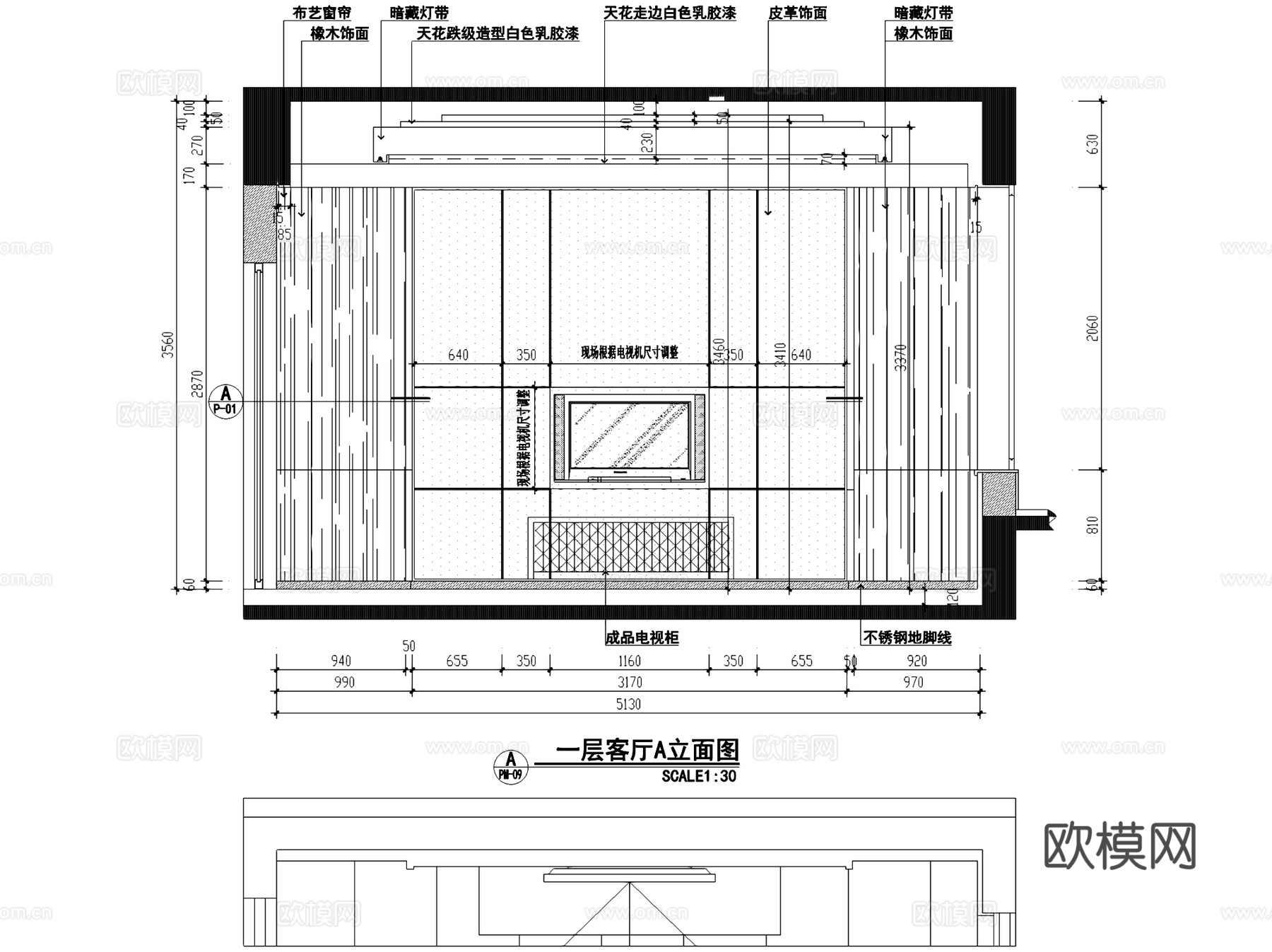 曦城现代私宅三层别墅室内家装CAD施工图整套cad施工图