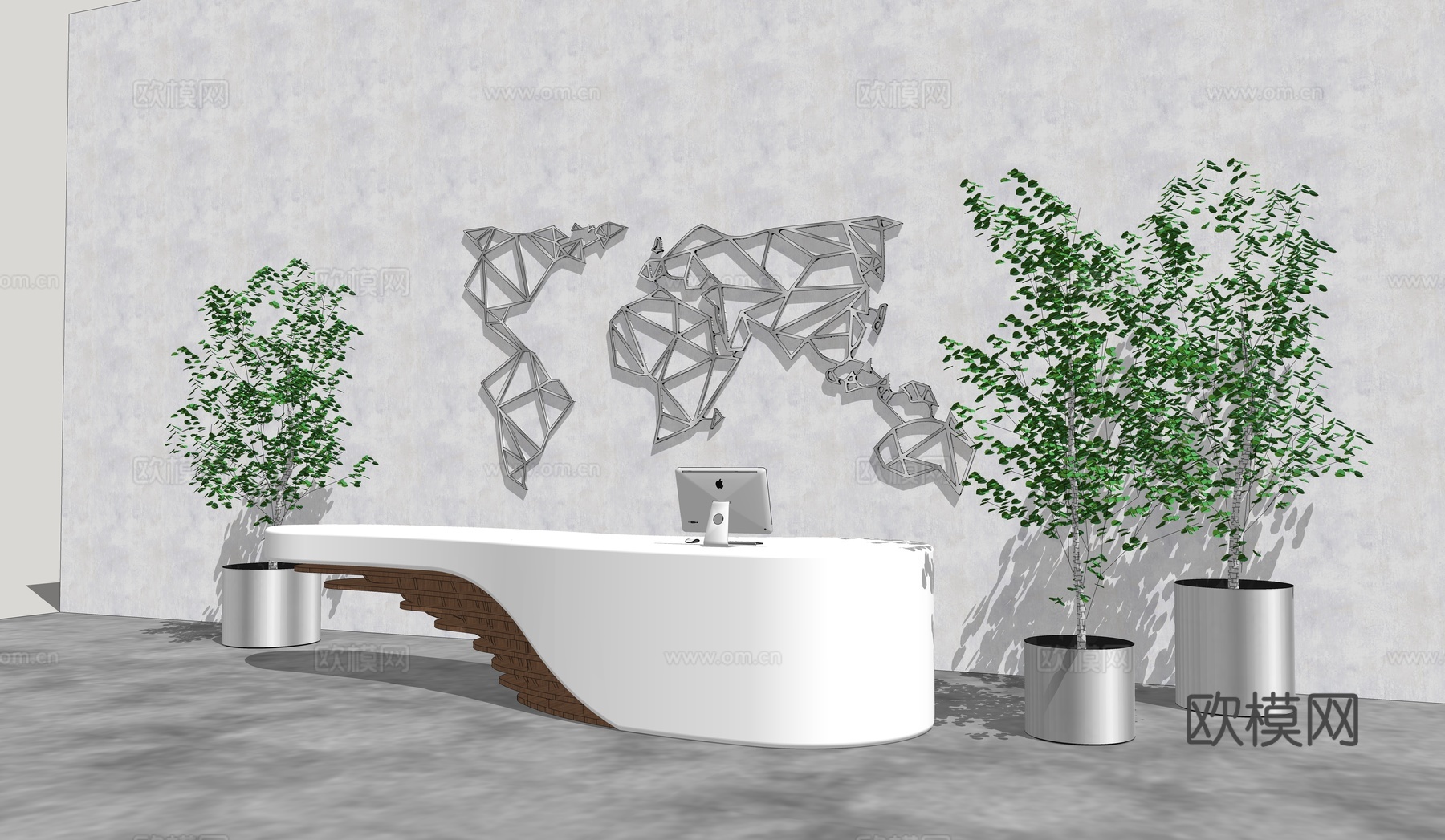 现代大堂前台su模型