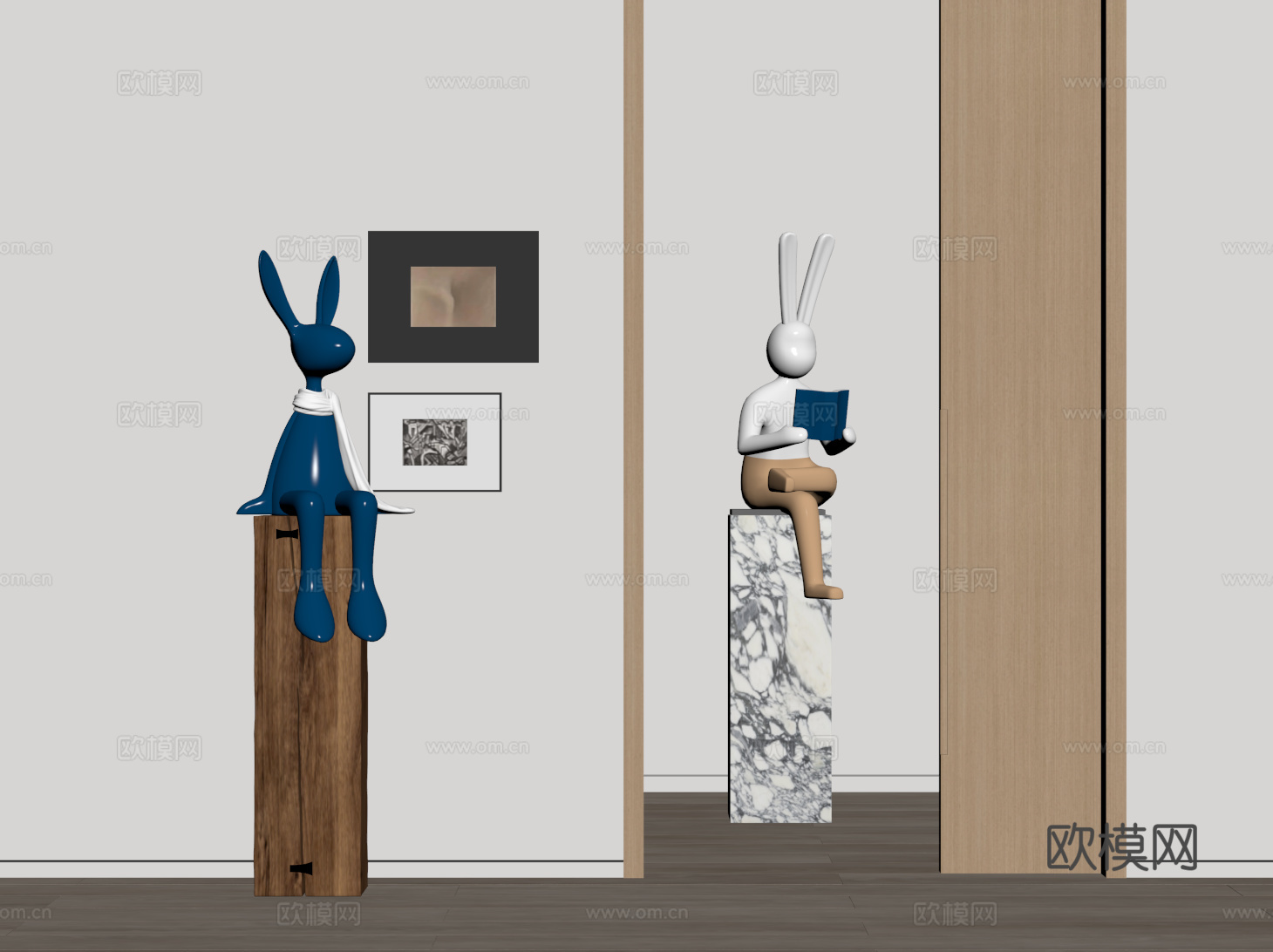 现代卡通雕塑 动物雕塑 兔子雕塑 创意雕塑su模型
