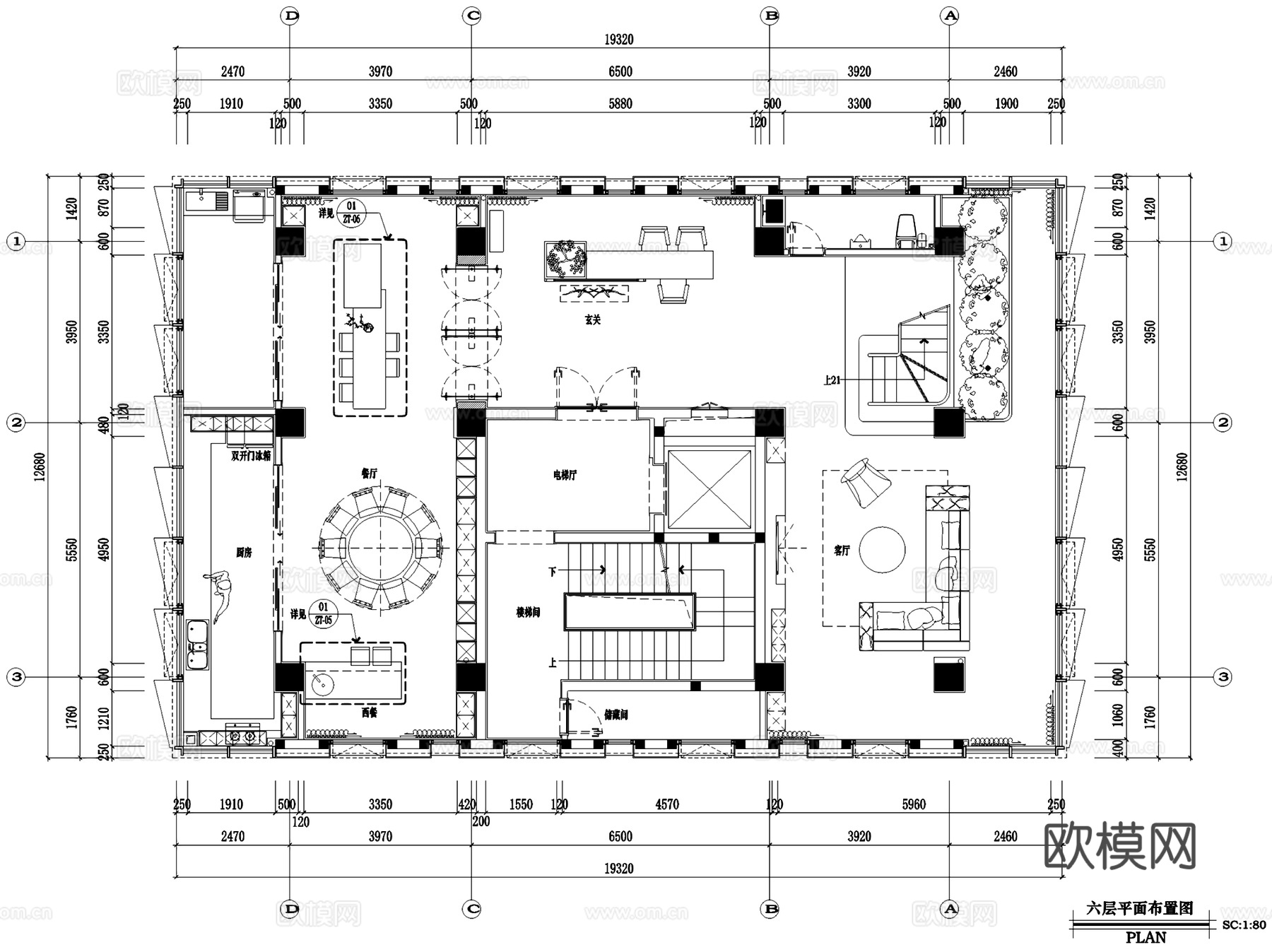 石井李府私宅九层别墅室内家装CAD施工图整套cad施工图