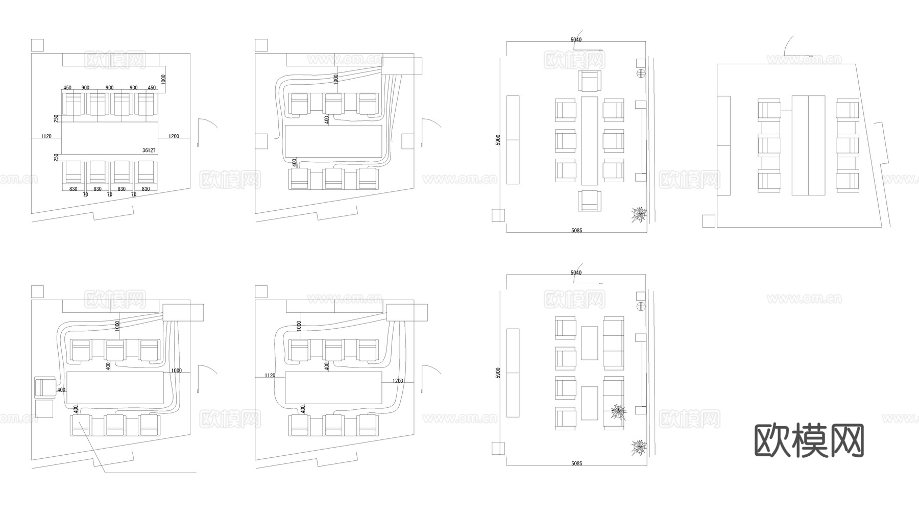 接待室 会议室cad施工图
