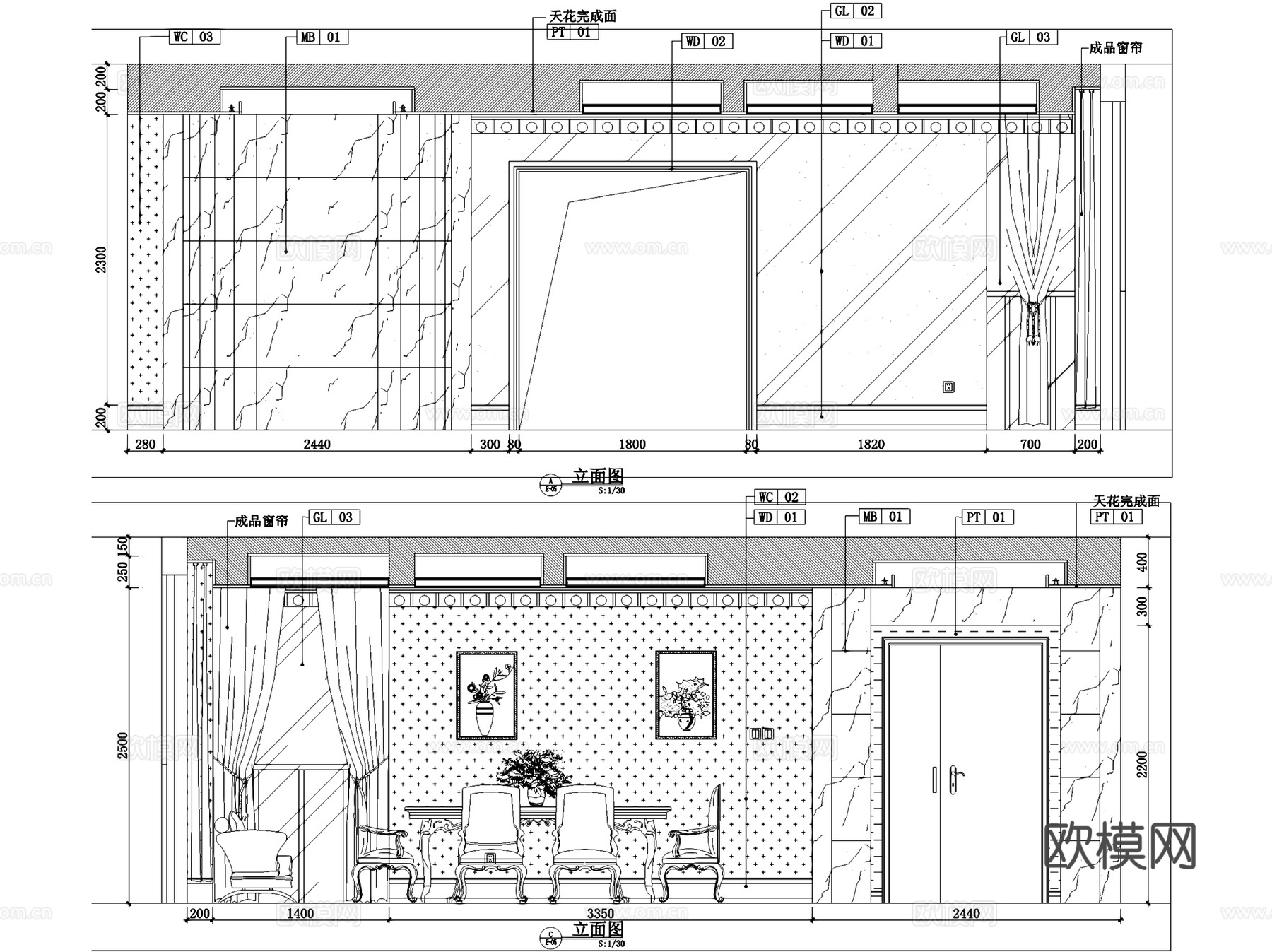 欧式私宅二层跃层室内家装CAD施工图cad施工图