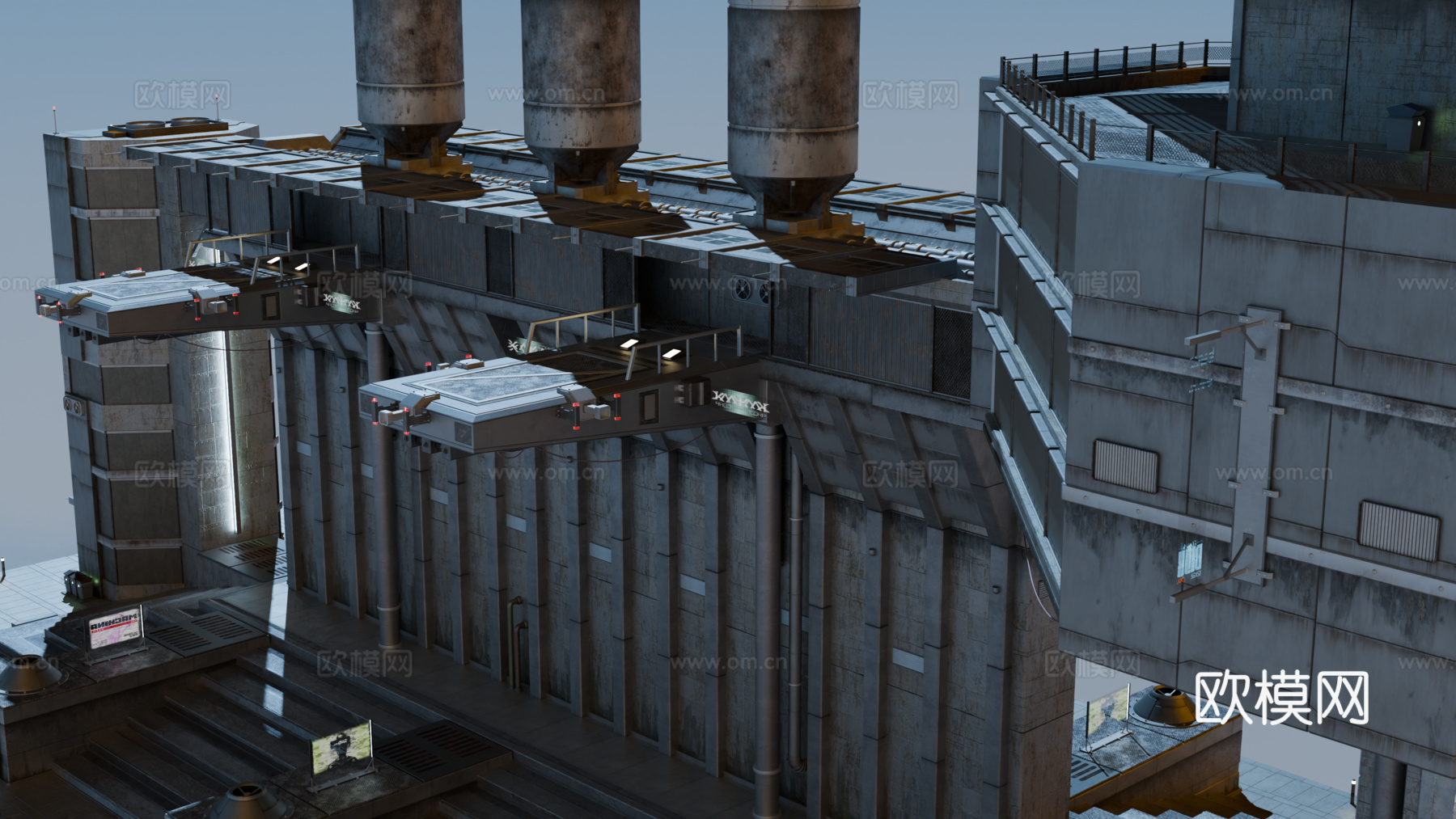 工业建筑 赛博朋克建筑 科幻建筑 城市建筑 工业城市建筑su模型