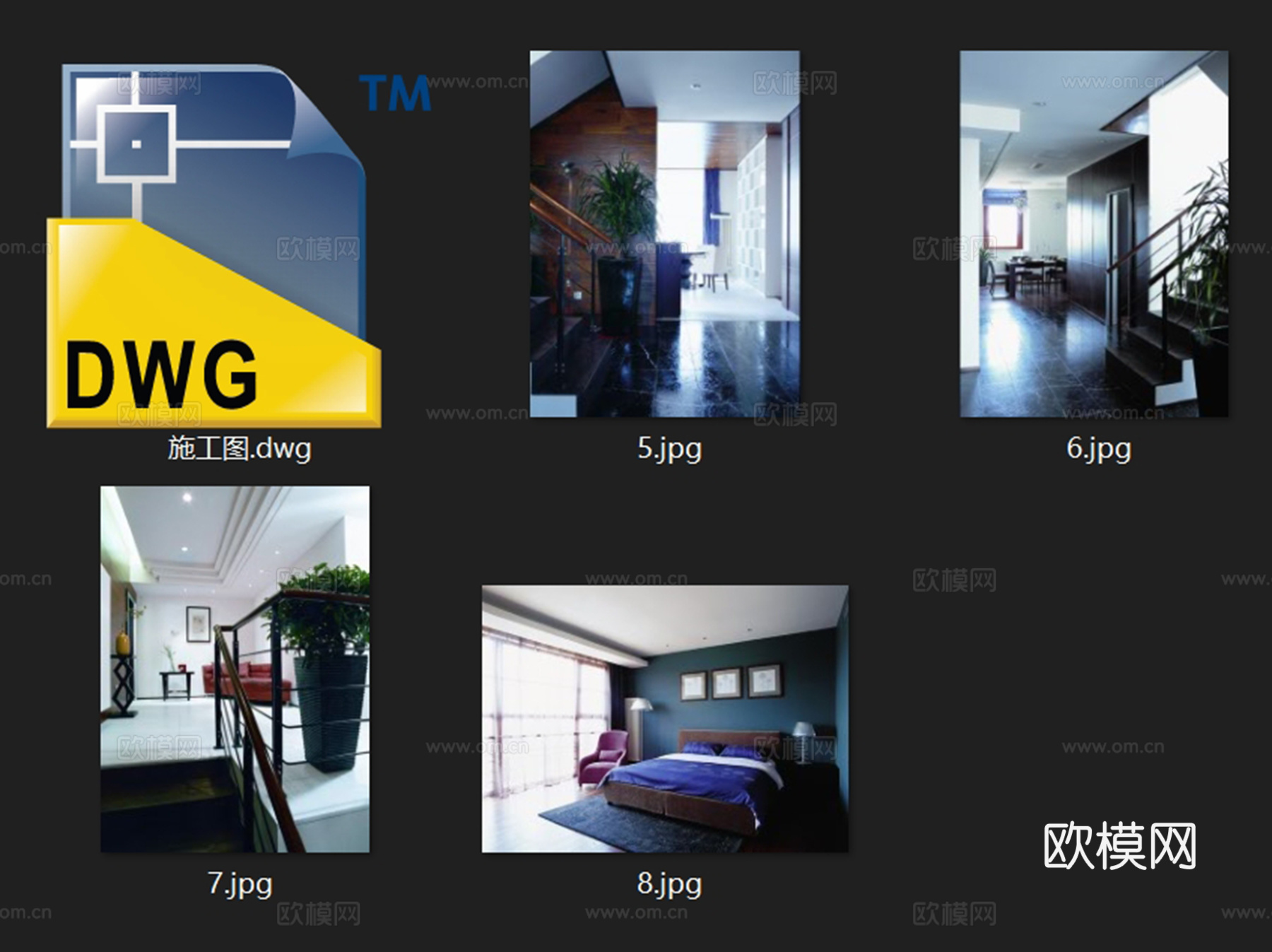 现代二层跃层室内家装CAD施工图cad施工图