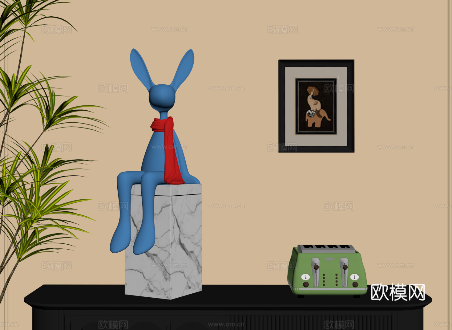 现代卡通雕塑 动物雕塑 兔子雕塑su模型