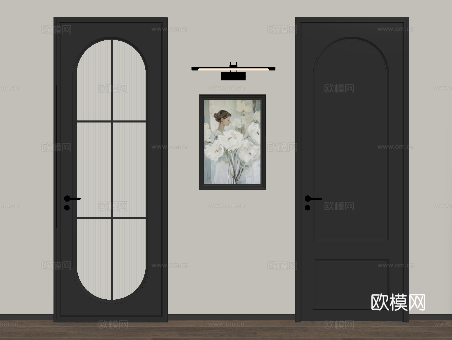 法式单开门 玻璃门卧室门 厨房门浴室门su模型