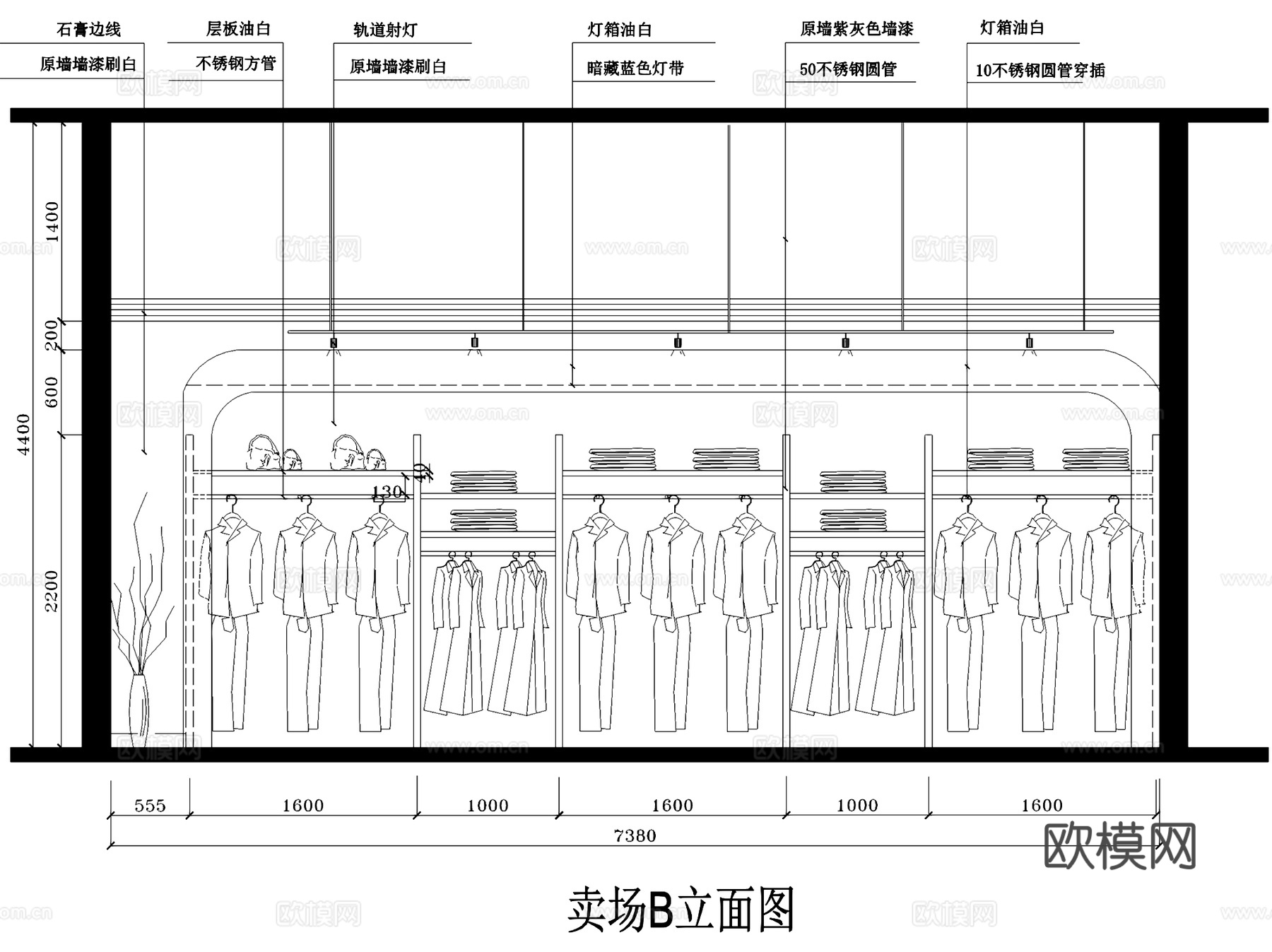 70㎡AnKoo二层服装店室内工装CAD施工图cad施工图