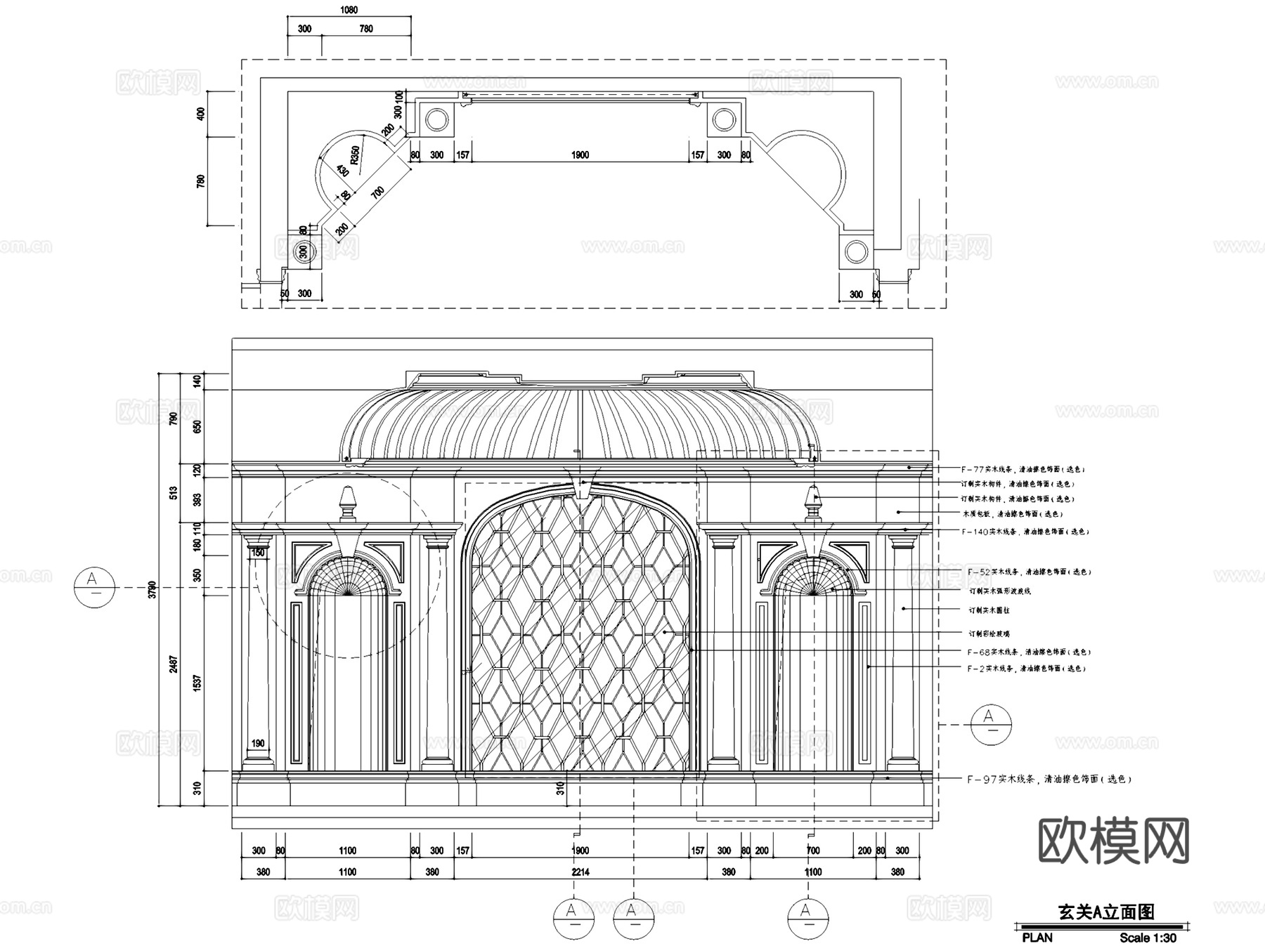欧式玄关门厅室内家装CAD施工图cad施工图
