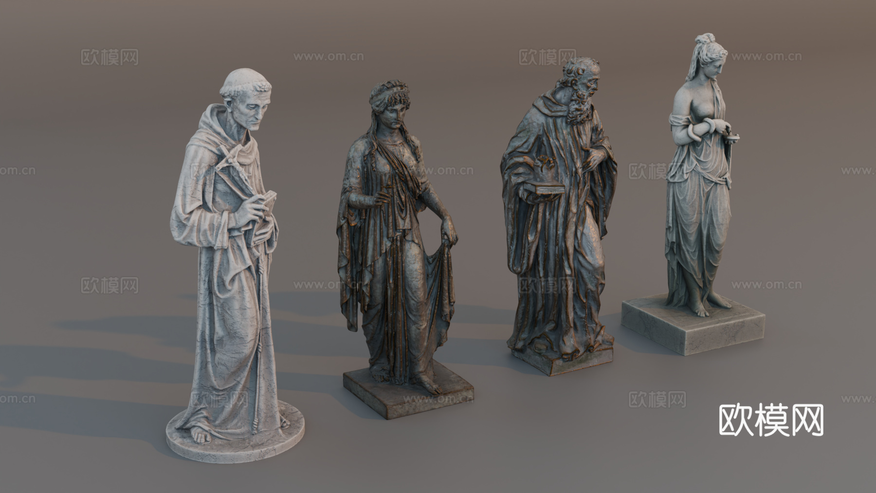 雕像 石像 欧式复古雕像 神话雕像 人物雕像su模型下载（渲染图2）