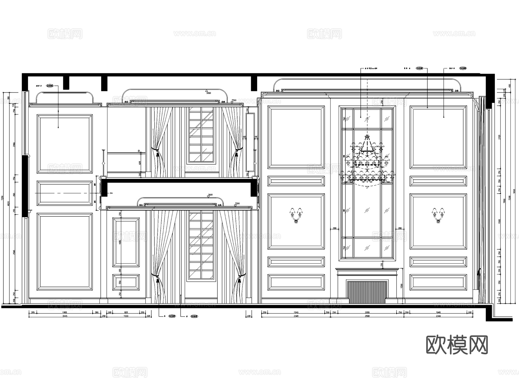 欧式三层别墅带地下室室内家装CAD施工图cad施工图