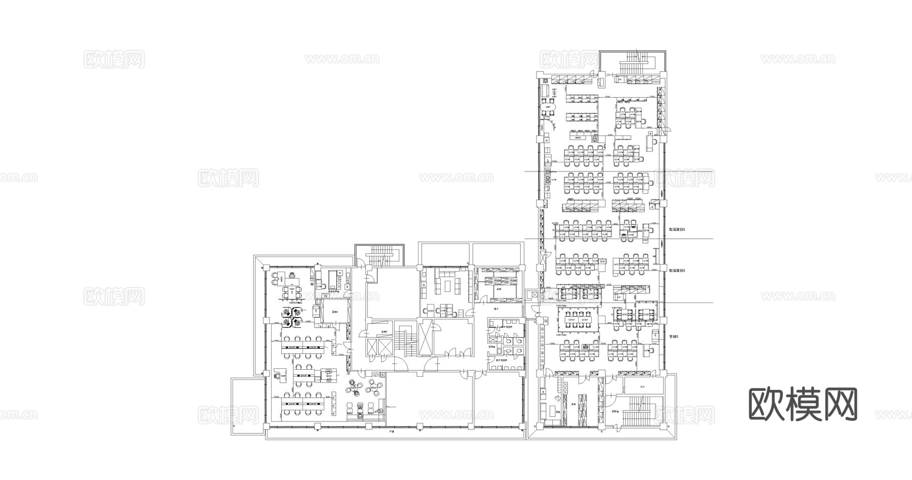 办公室平面布局图纸cad施工图