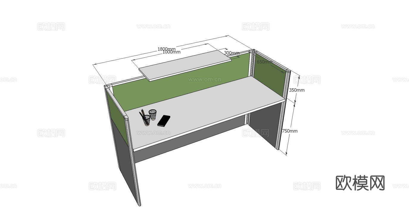 办公工位 办公班台 办公家具 工位 办公室 屏风工位su模型