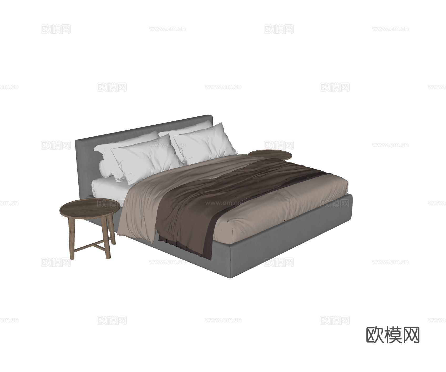 Flou现代简约双人床su模型