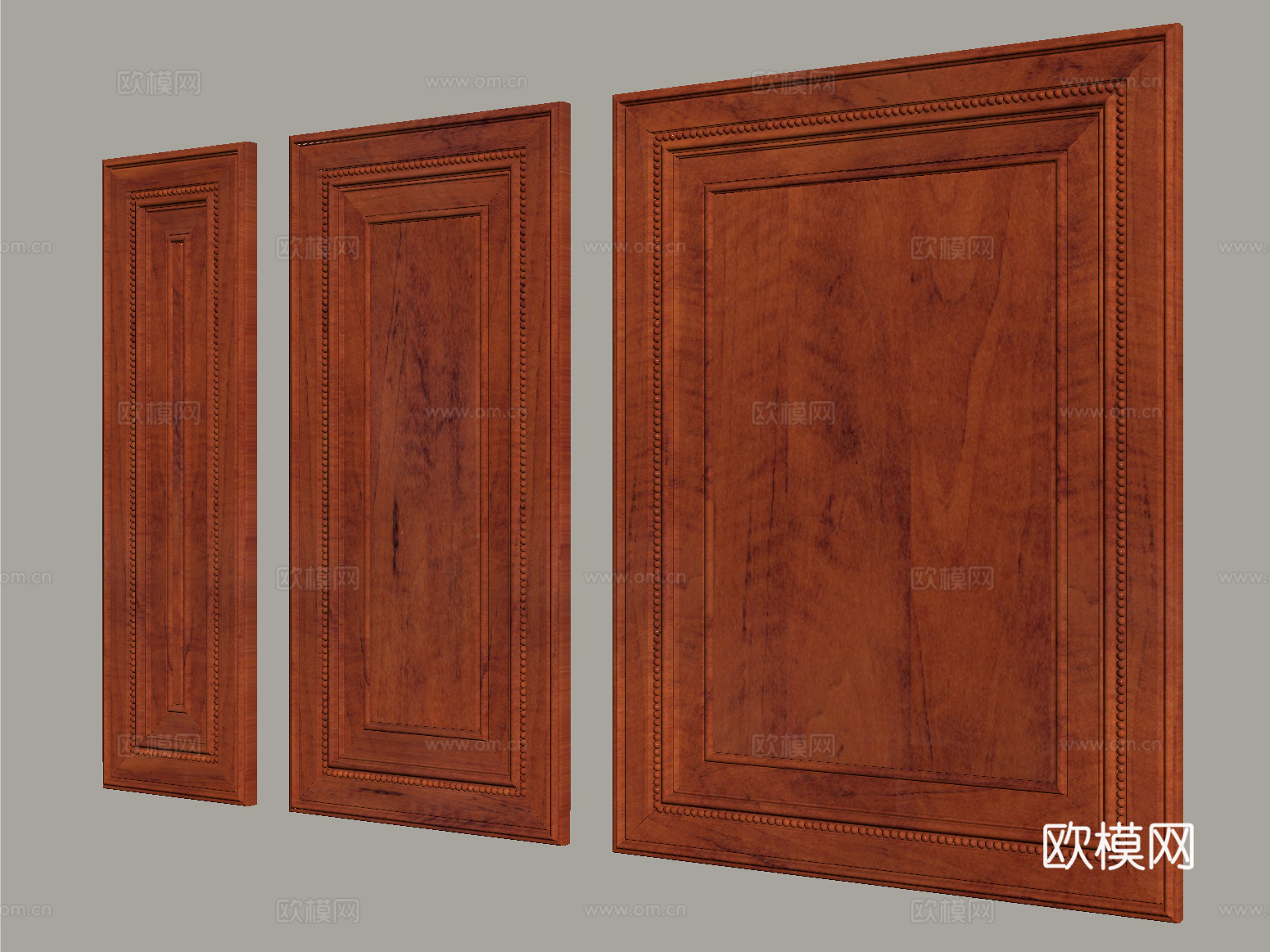 中式实木护墙板 墙饰板su模型