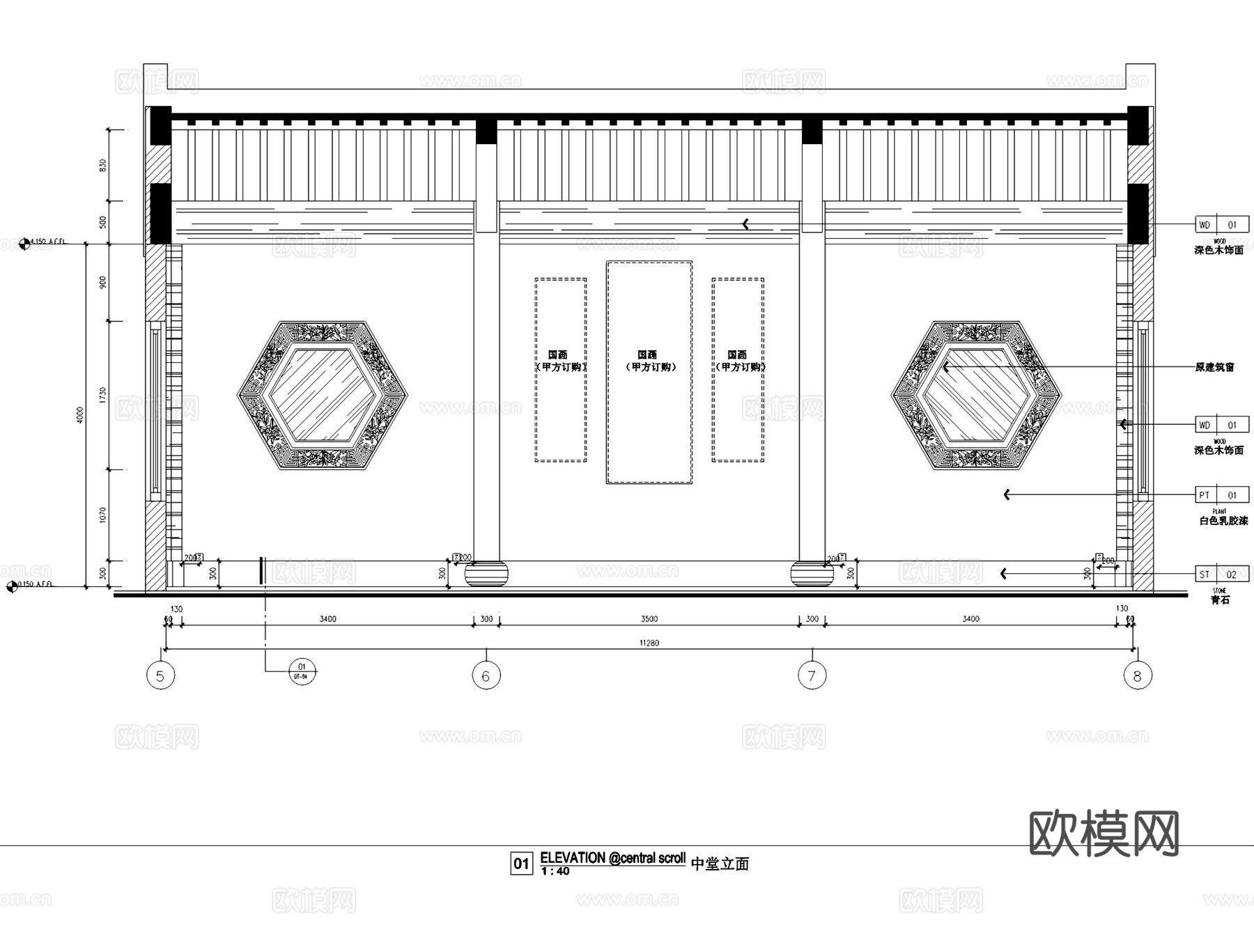 普宁中式二层别墅室内家装CAD施工图整套cad施工图