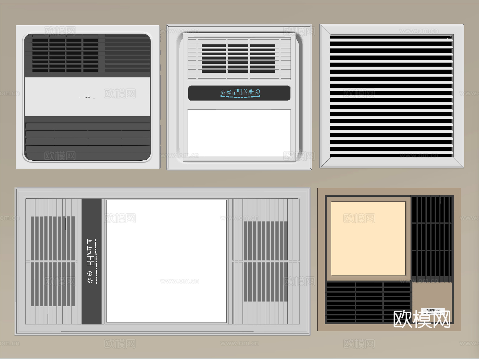 现代浴霸 集成浴霸 风暖浴霸灯 取暖器su模型