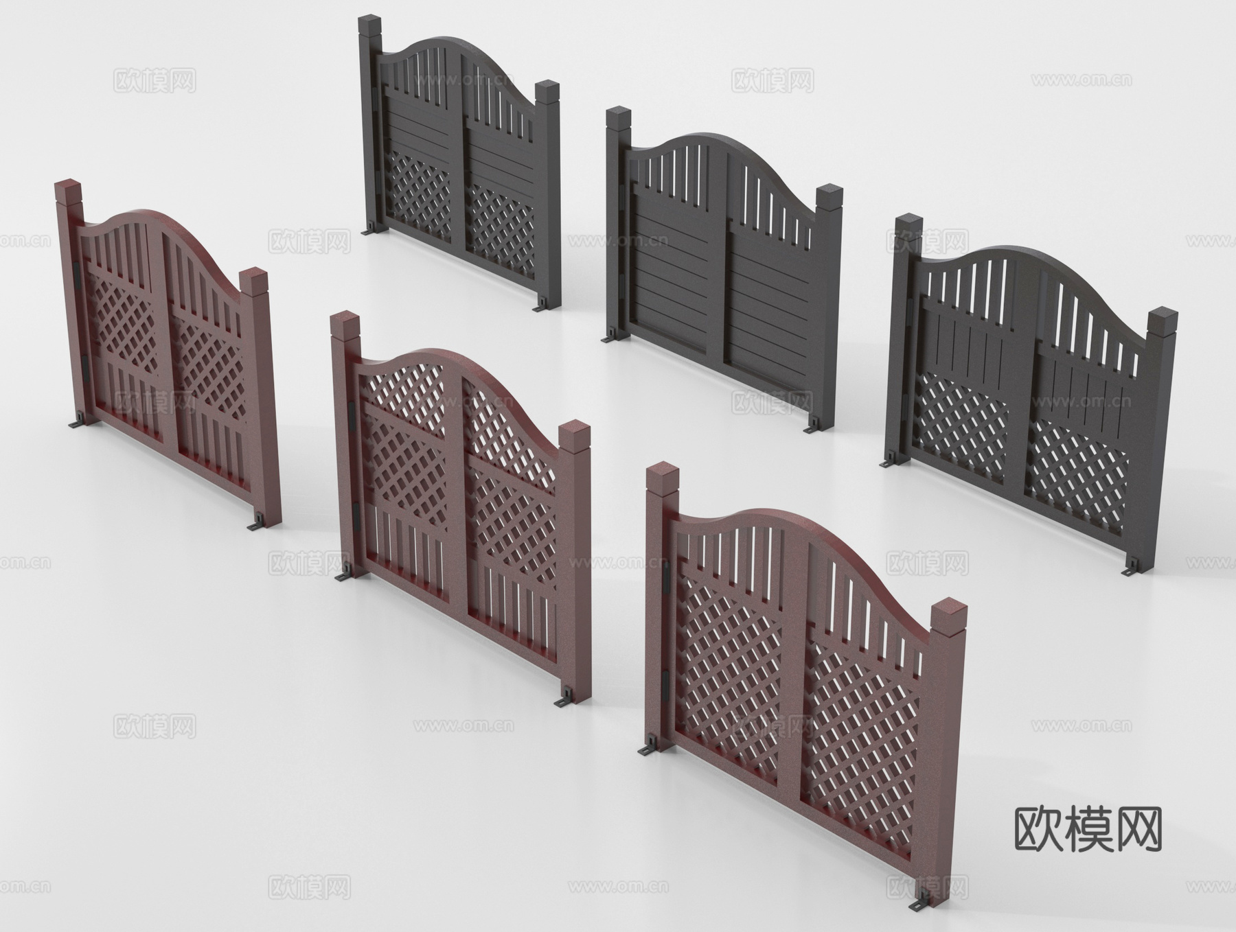 新中式庭院门 格栅门 木栅栏 围栏su模型