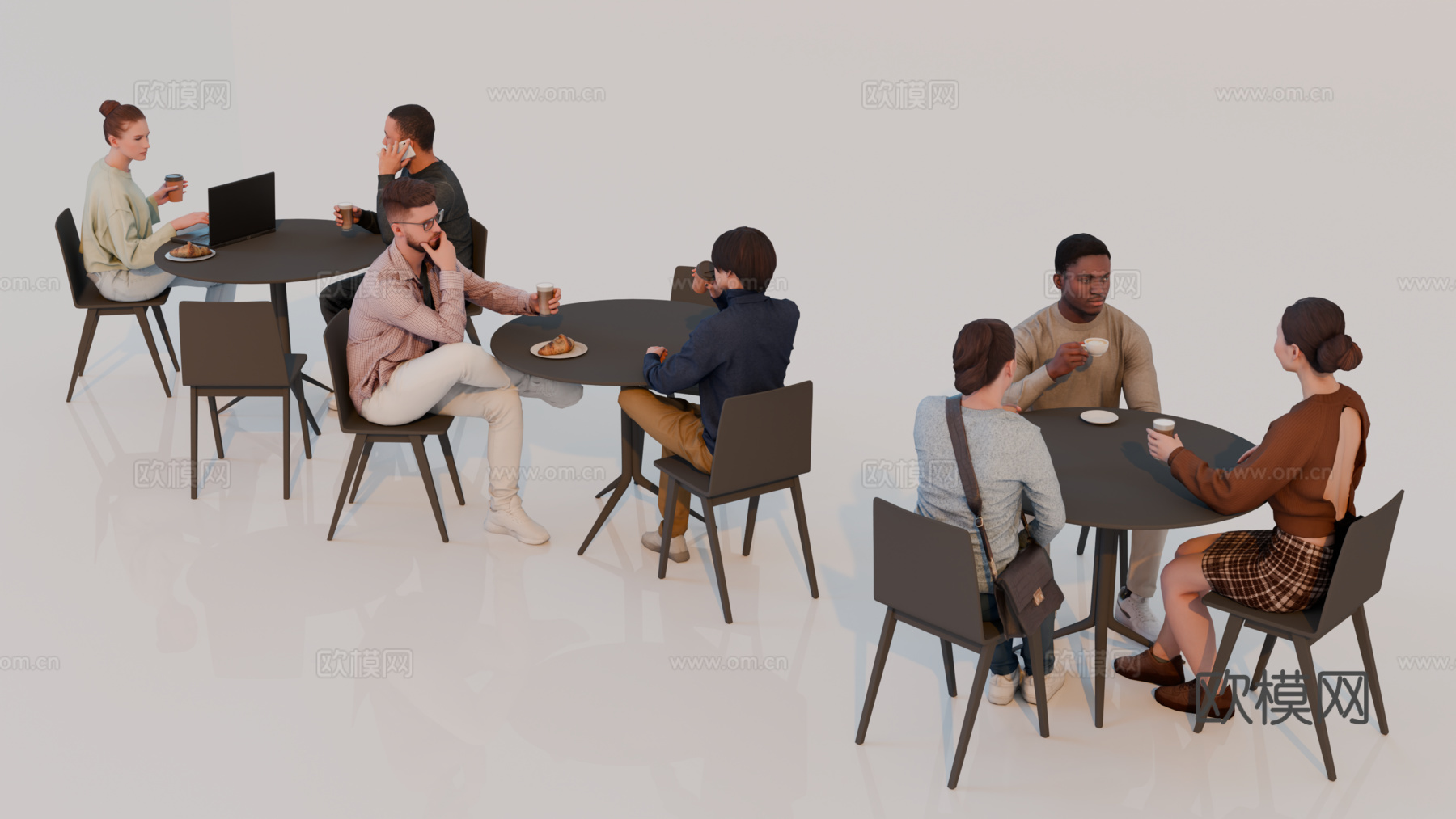 人物 多人 商务男女人物 人物组合 场景人物su模型