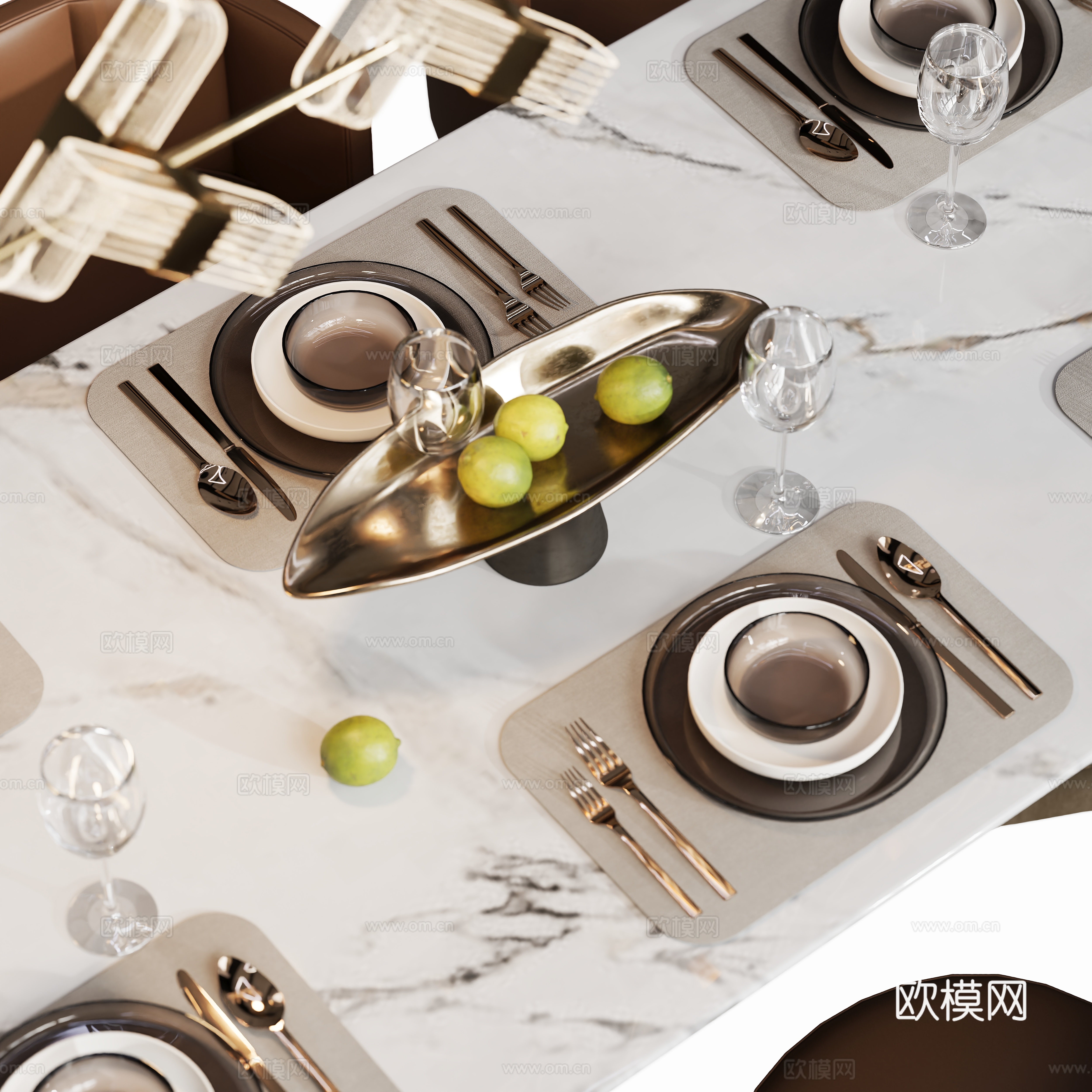 现代轻奢餐桌椅3d模型