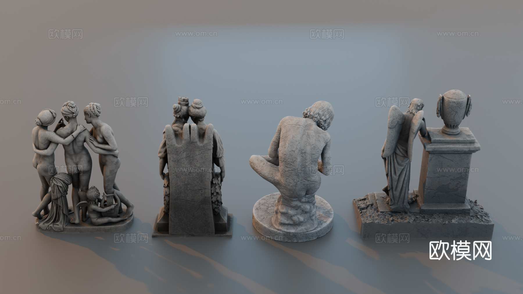 雕像 石像 欧式复古雕像 神话雕像 人物雕像su模型