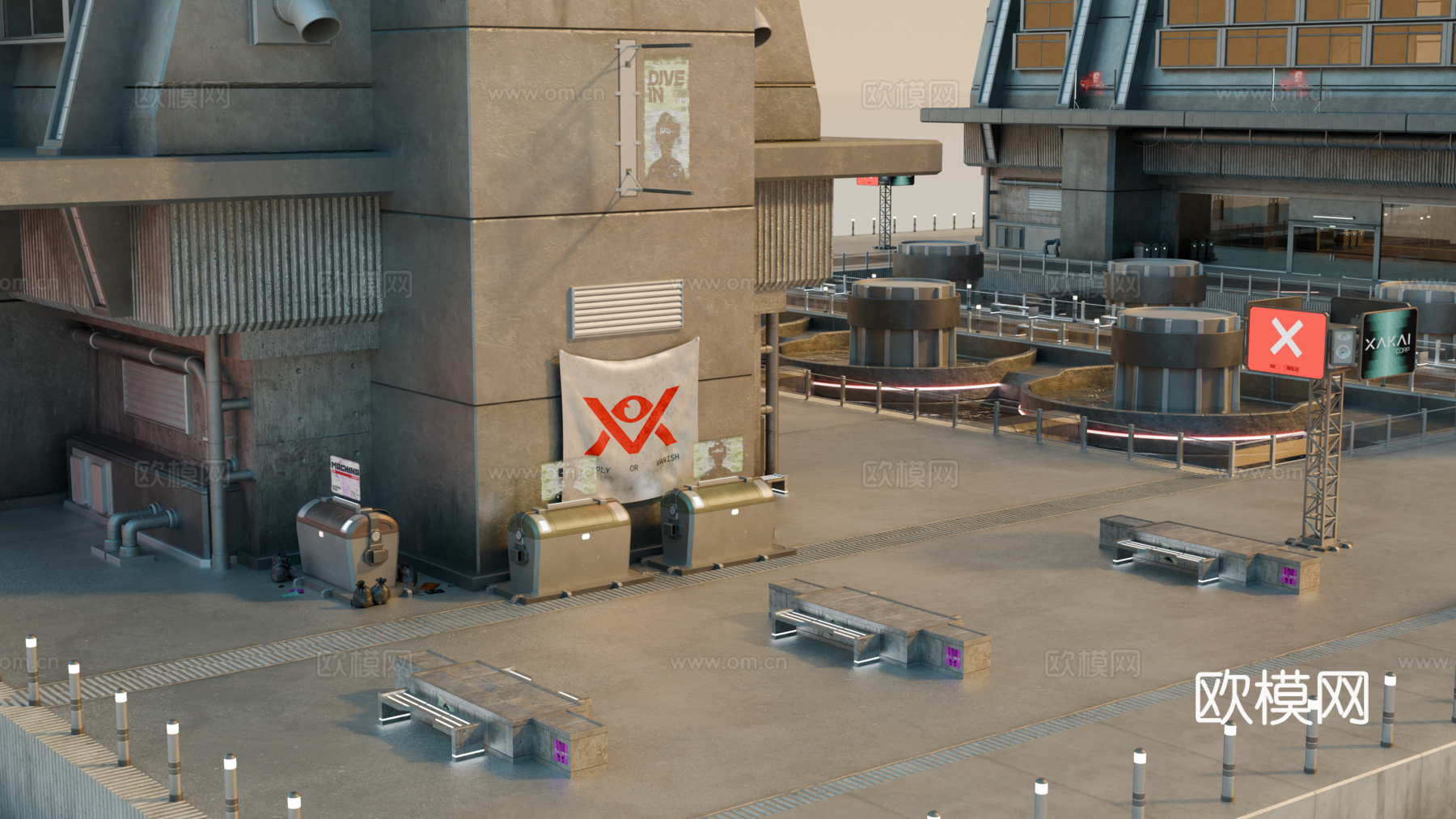 工业建筑 赛博朋克建筑 科幻建筑 城市建筑 工业城市建筑su模型