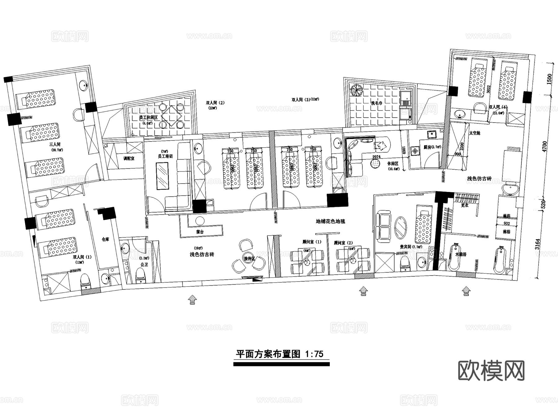 金粉世家SPA美容院室内工装CAD施工图cad施工图