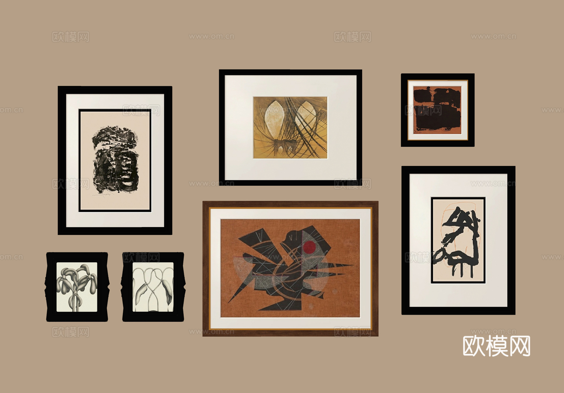 现代挂画 装饰画su模型